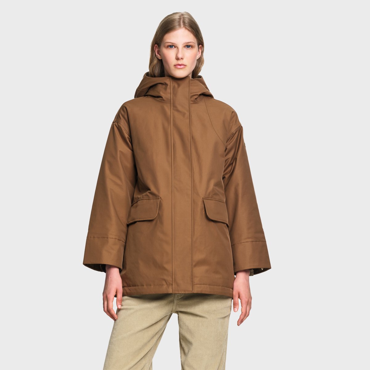 Parka matelassée coupe trapèze imperméable REPREVE tabac, AIGLE