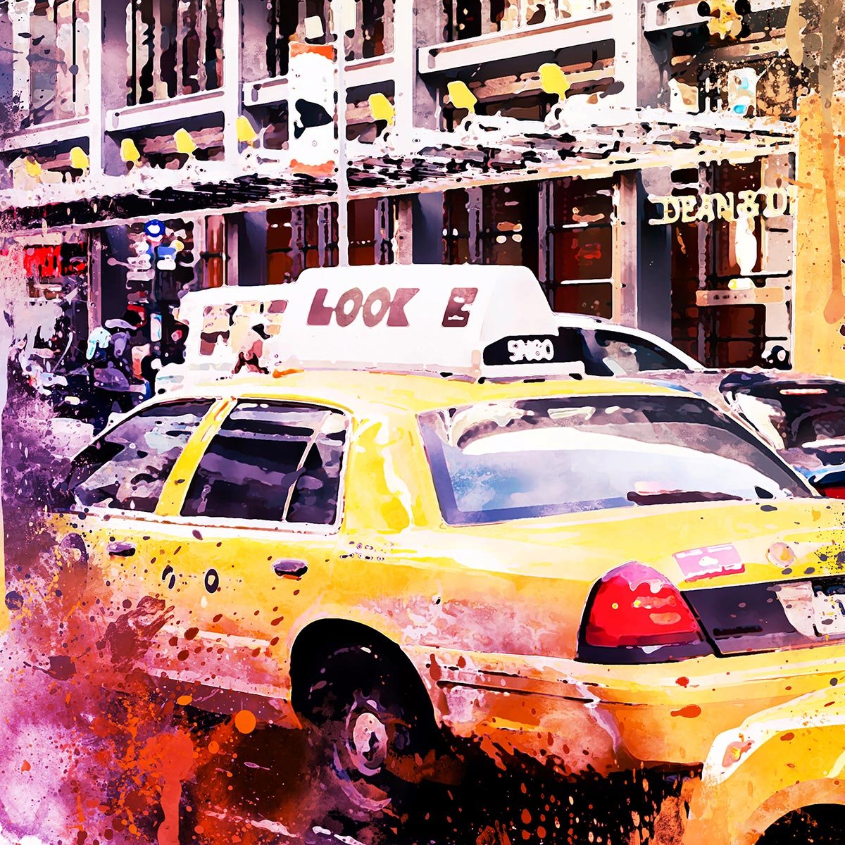 Papier peint graphique taxi new york the times intissé, HEXOA