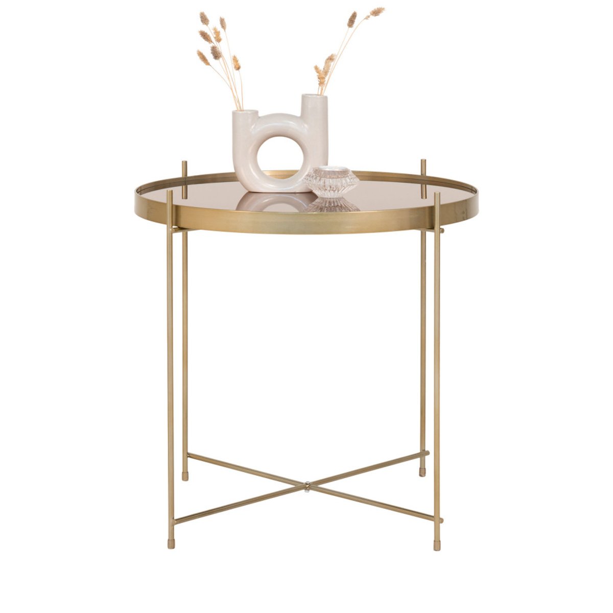 Table basse en verre et métal  48xh48cm- VENEZIA laiton, HOUSE NORDIC