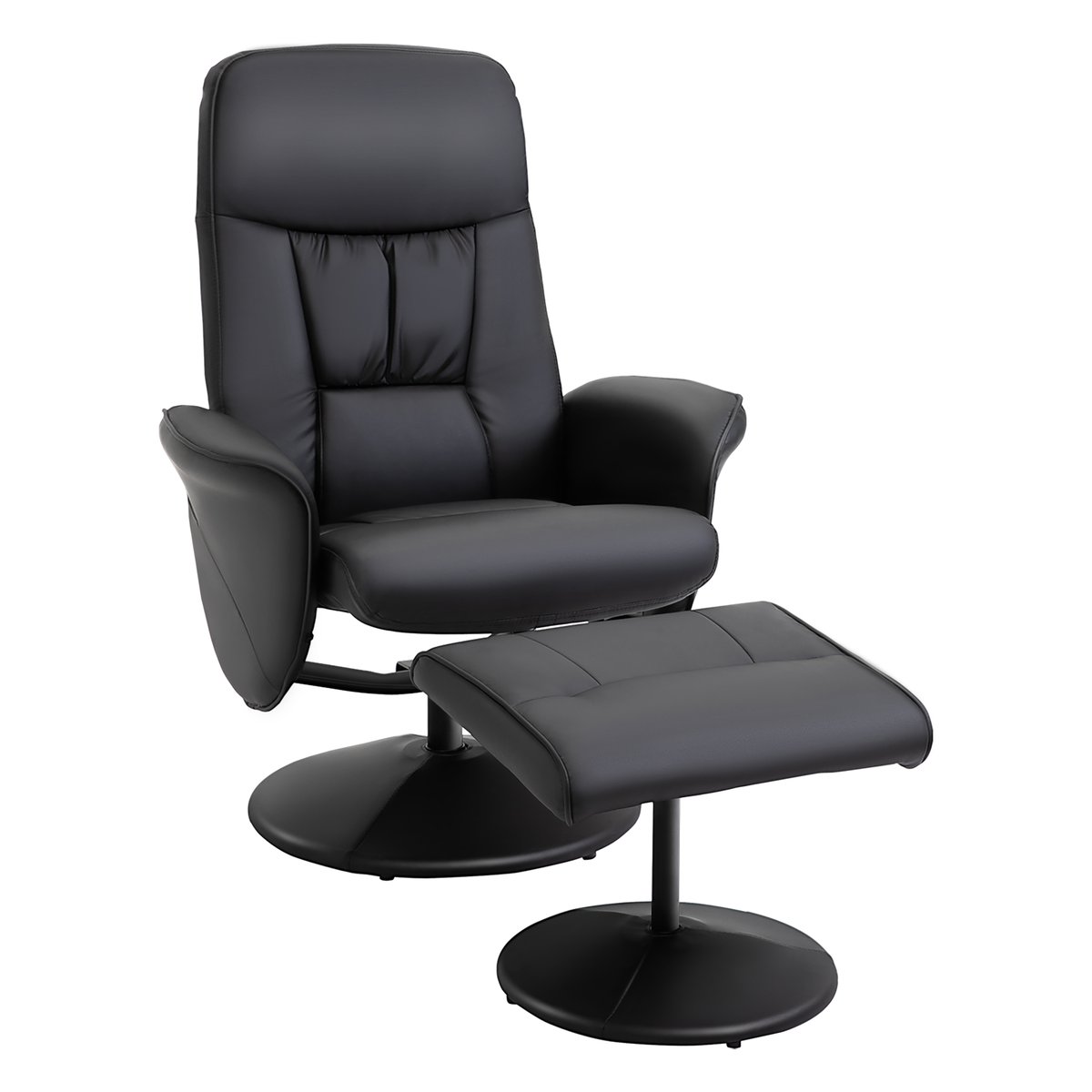 Fauteuil inclinable avec repose-pieds PU Noir noir, HOMCOM