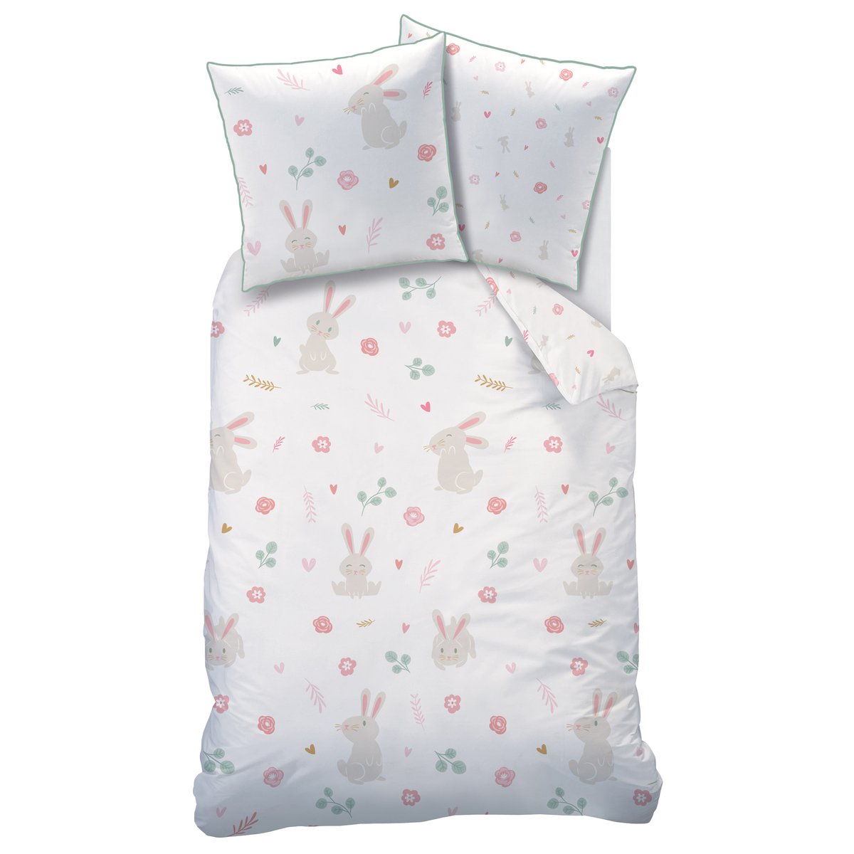 Parure de lit imprimée 100% coton, PETIT LAPIN blanc, MATT ET ROSE