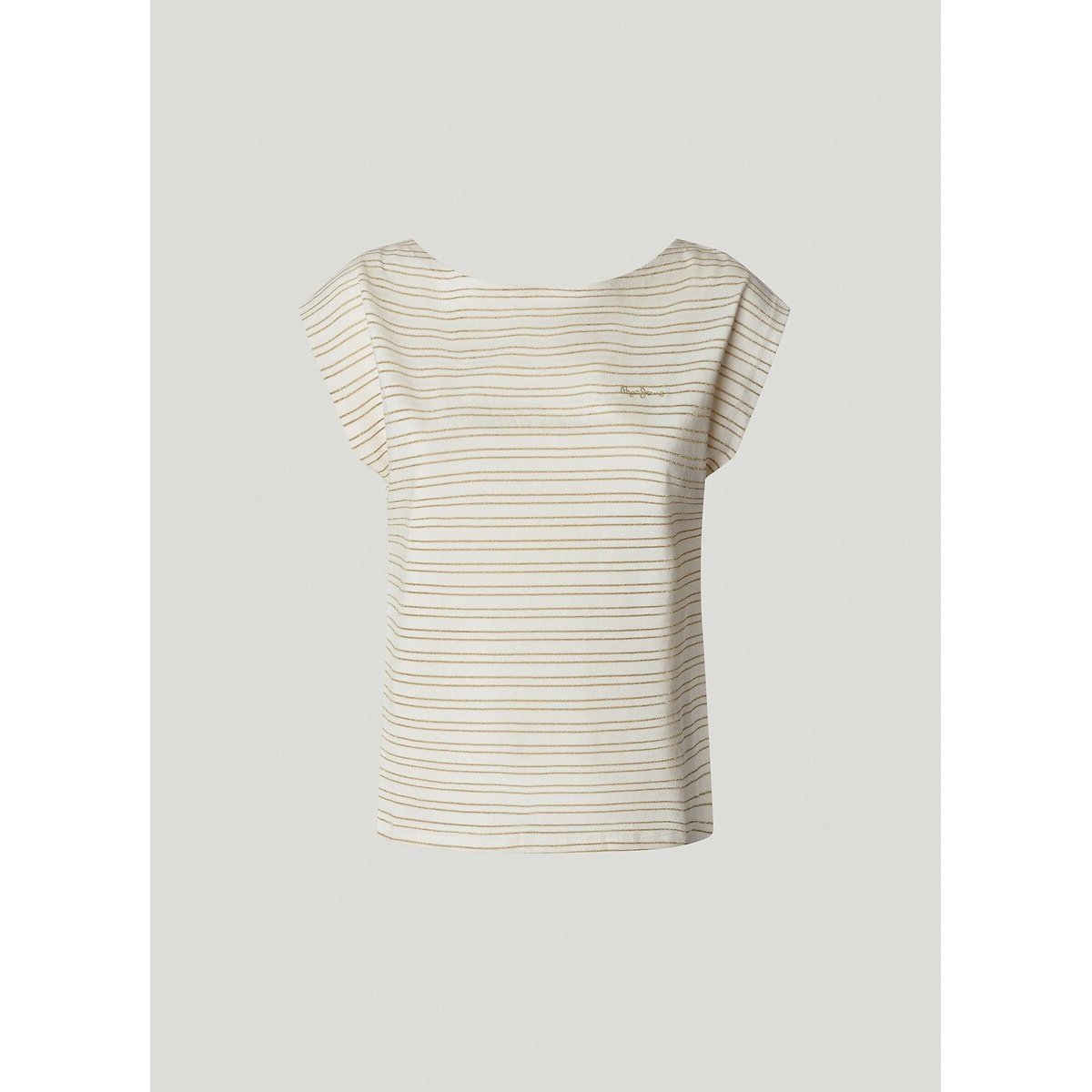 Striped Short Sleeve T-Shirt beige/gold-coloured, PEPE JEANS