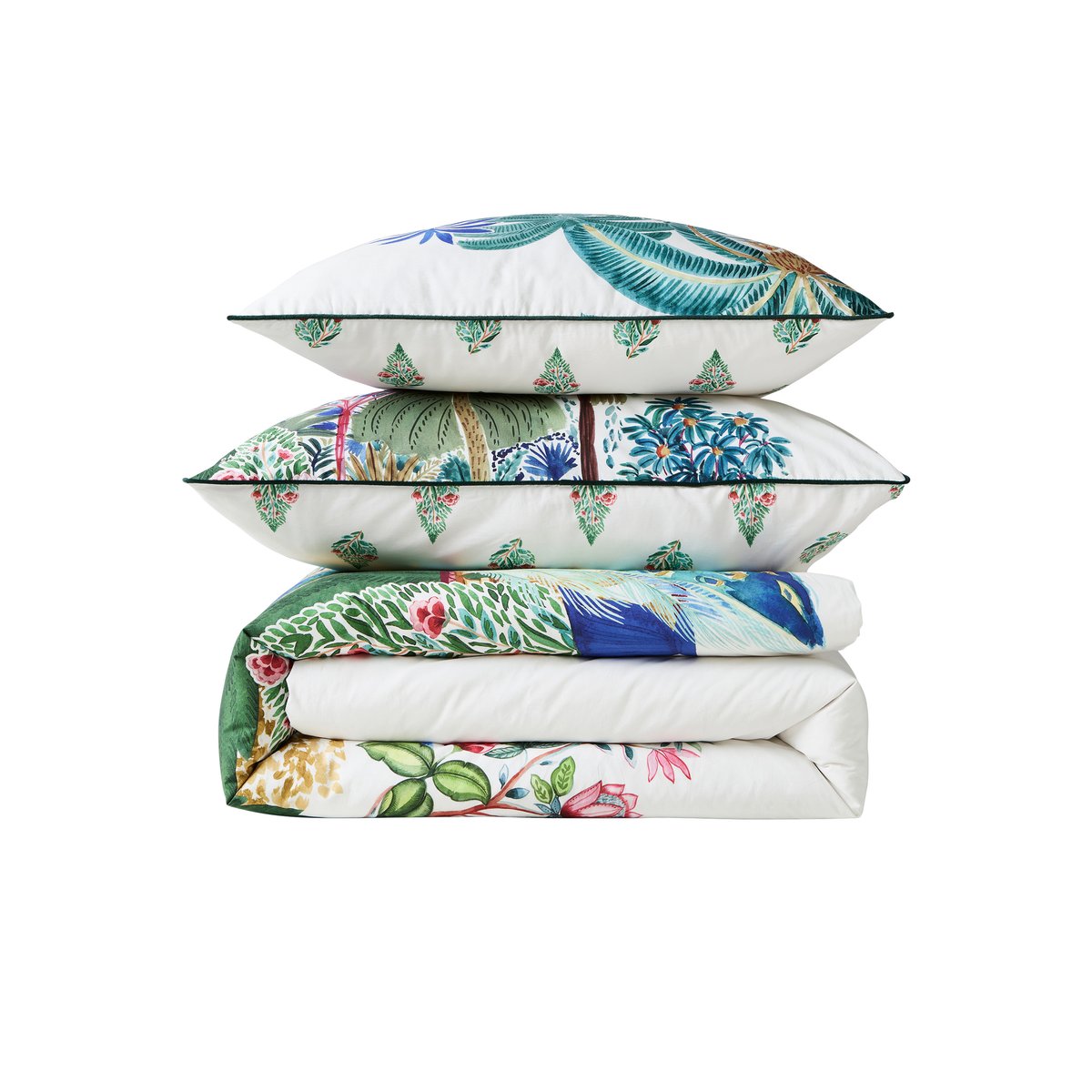 Housse de couette réversible coton bio BUNDI imprimé, CARRE BLANC