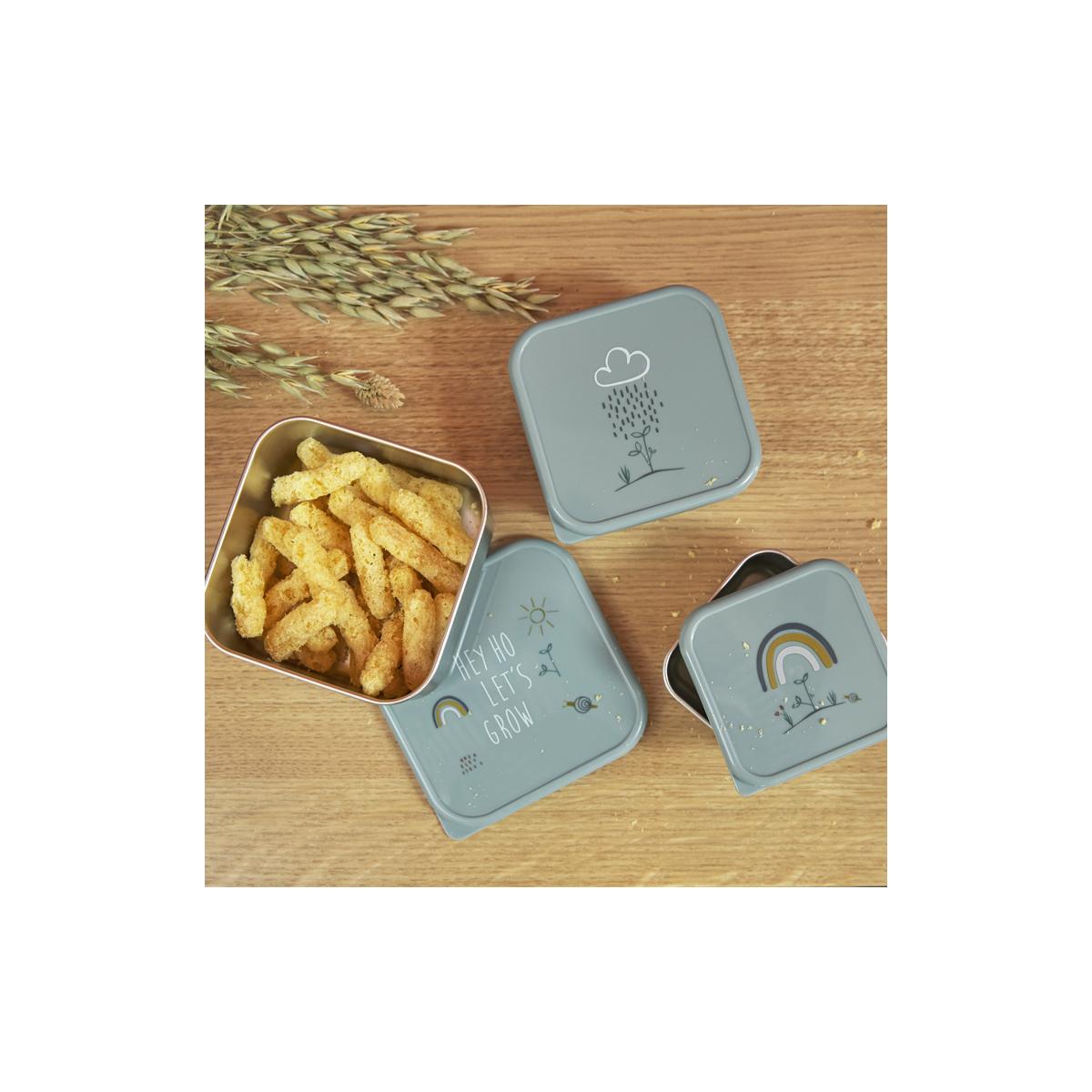 Lot de 3 boîtes à goûter vert, gris, LASSIG