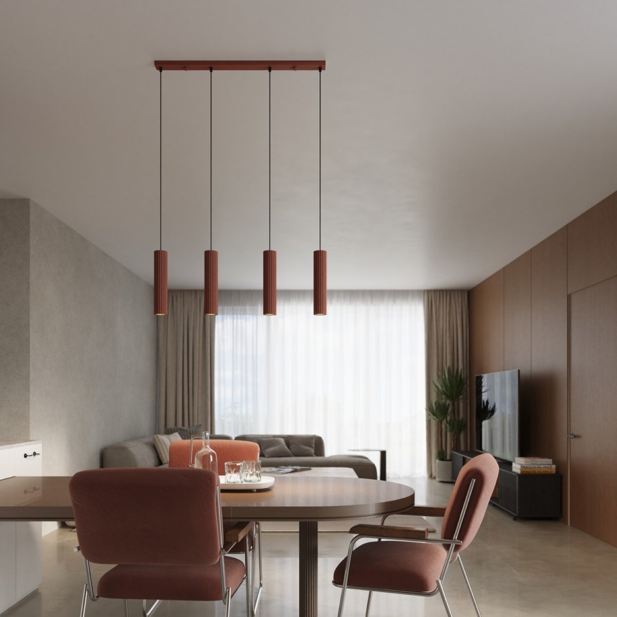 Suspension Aluminium Ocre Rouge GU10 4 Karbon ocre rouge, EDEN