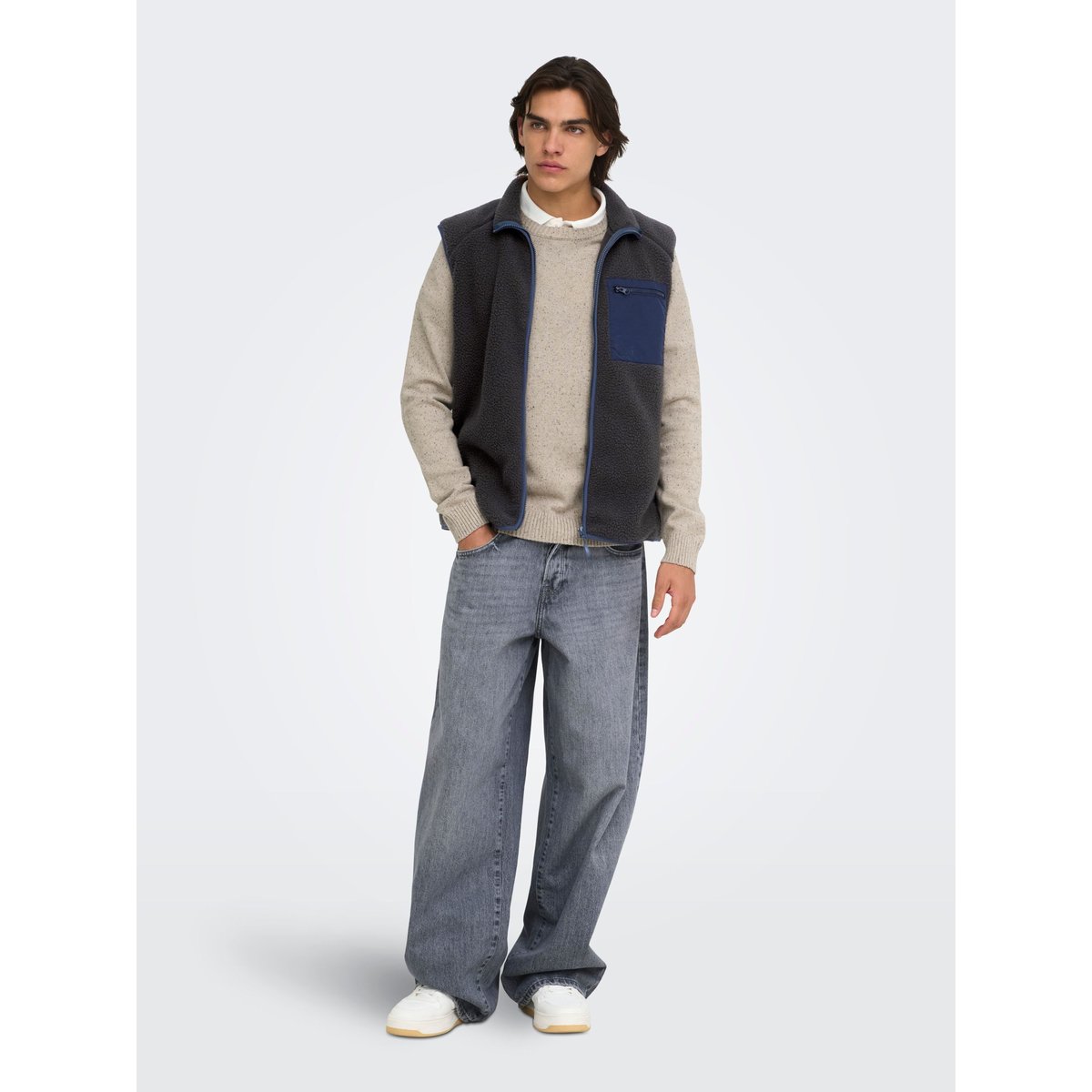 Gilet En Peluche noire - phantom, ONLY & SONS