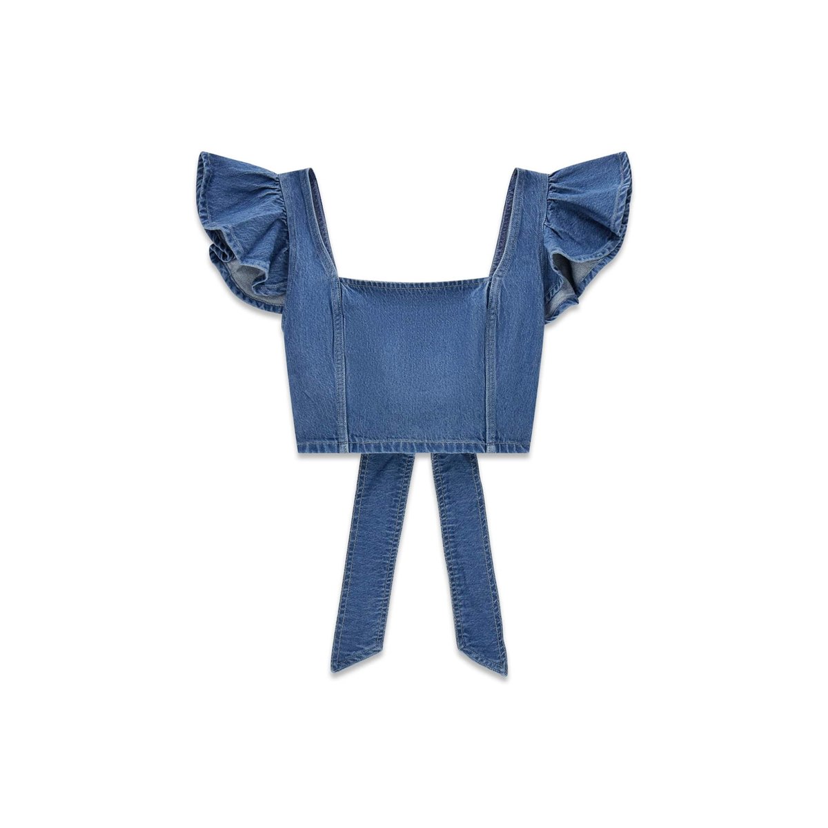 Top Court En Denim bleu, GUESS