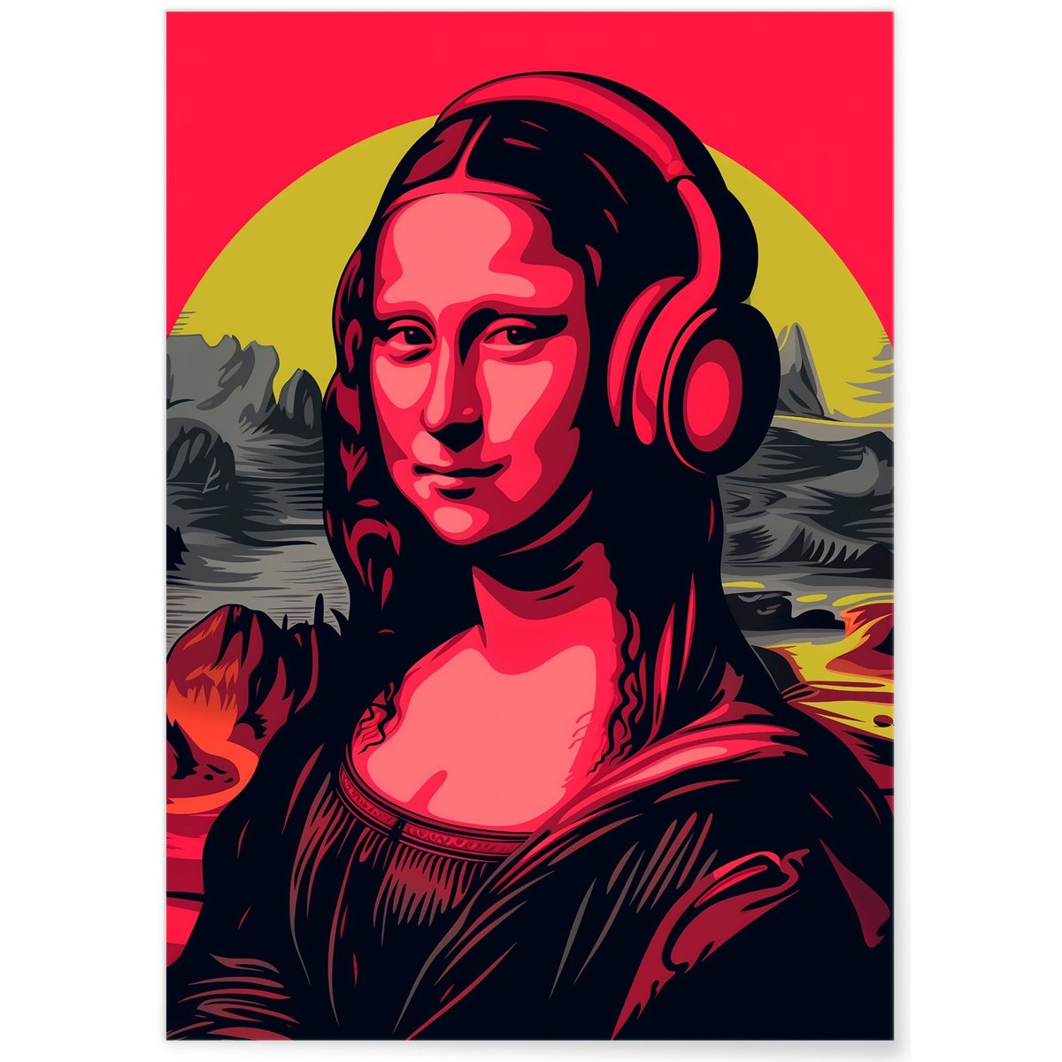 Affiche Mona Lisa casque audio blanc, L'AFFICHERIE