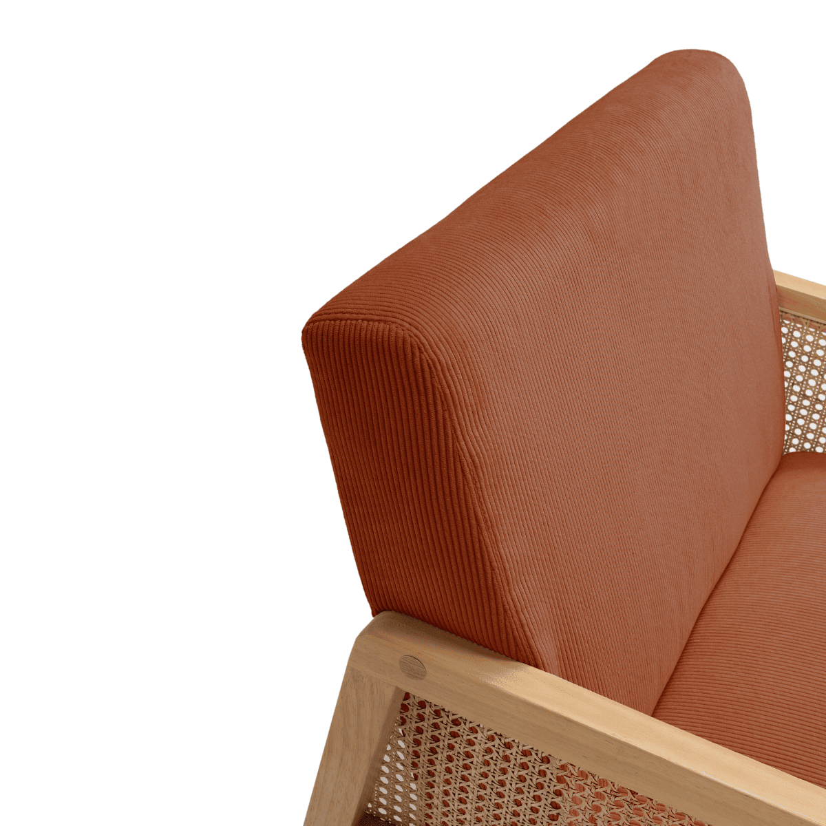 Fauteuil en tissu avec pieds en bois et rotin L68 cm - DEBRA orange, CALICOSY