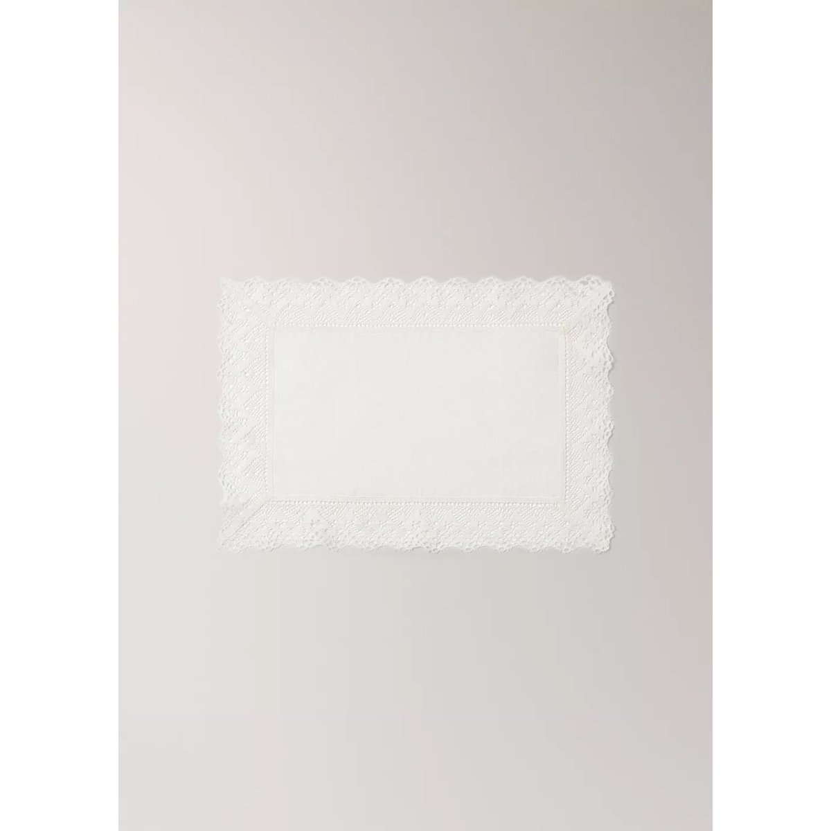Set de table en lin jacquard floral avec dentelle blanc cassé, MANGO HOME