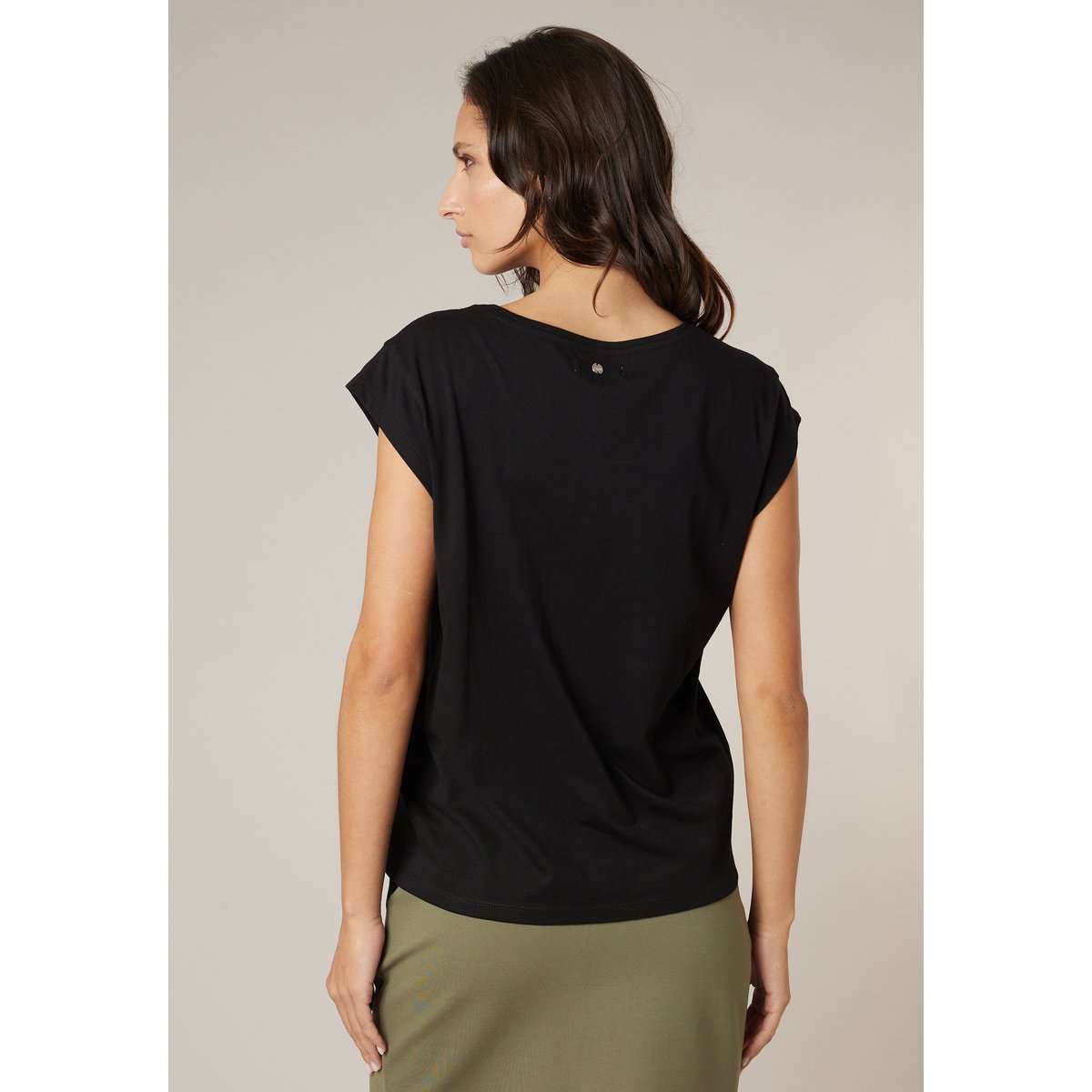T-shirt femme en coton bio AMAYAL noir, DEELUXE