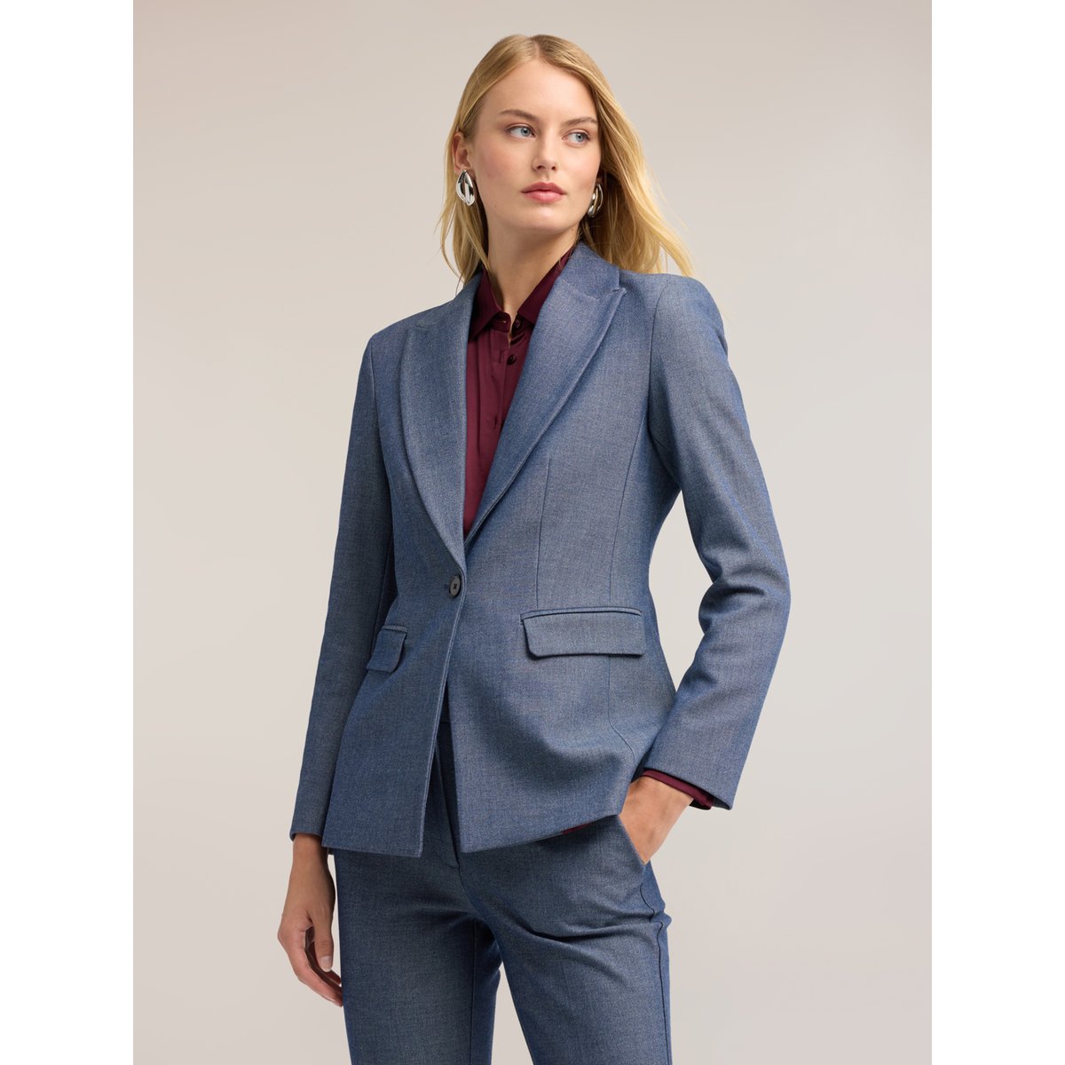 Blazer teint fil avec revers en pointe light - blue, MOTIVI