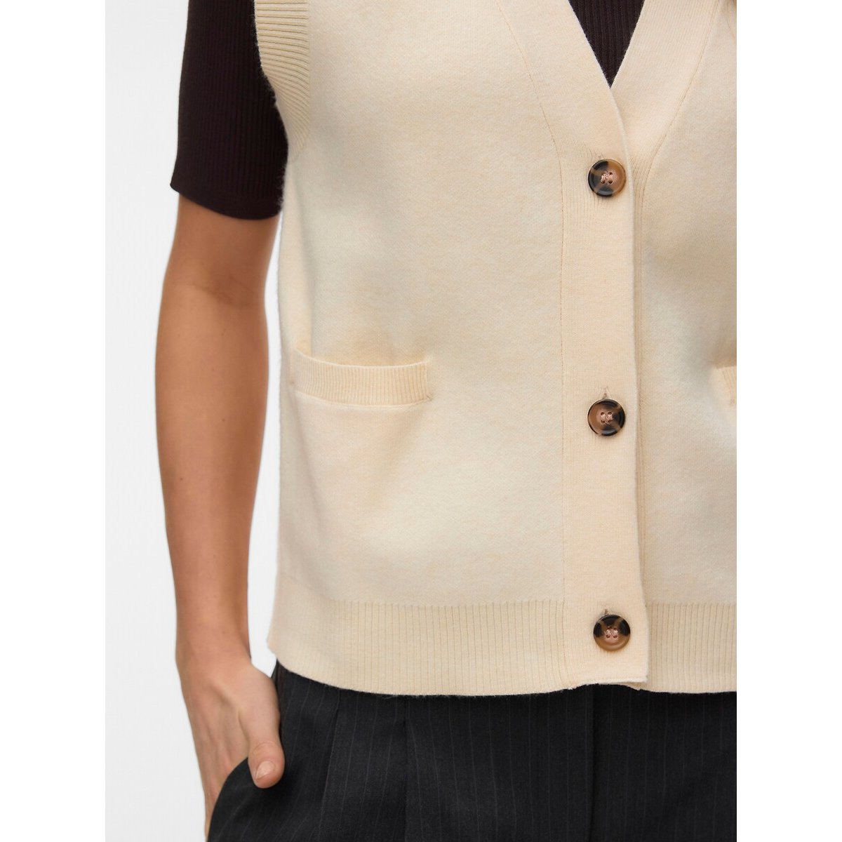 Gilet sans manches col V ecru, VERO MODA