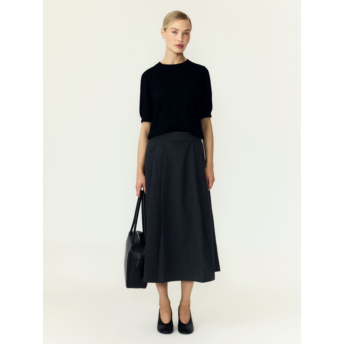 Jupe Mi-Longue dark grey melange, YAS