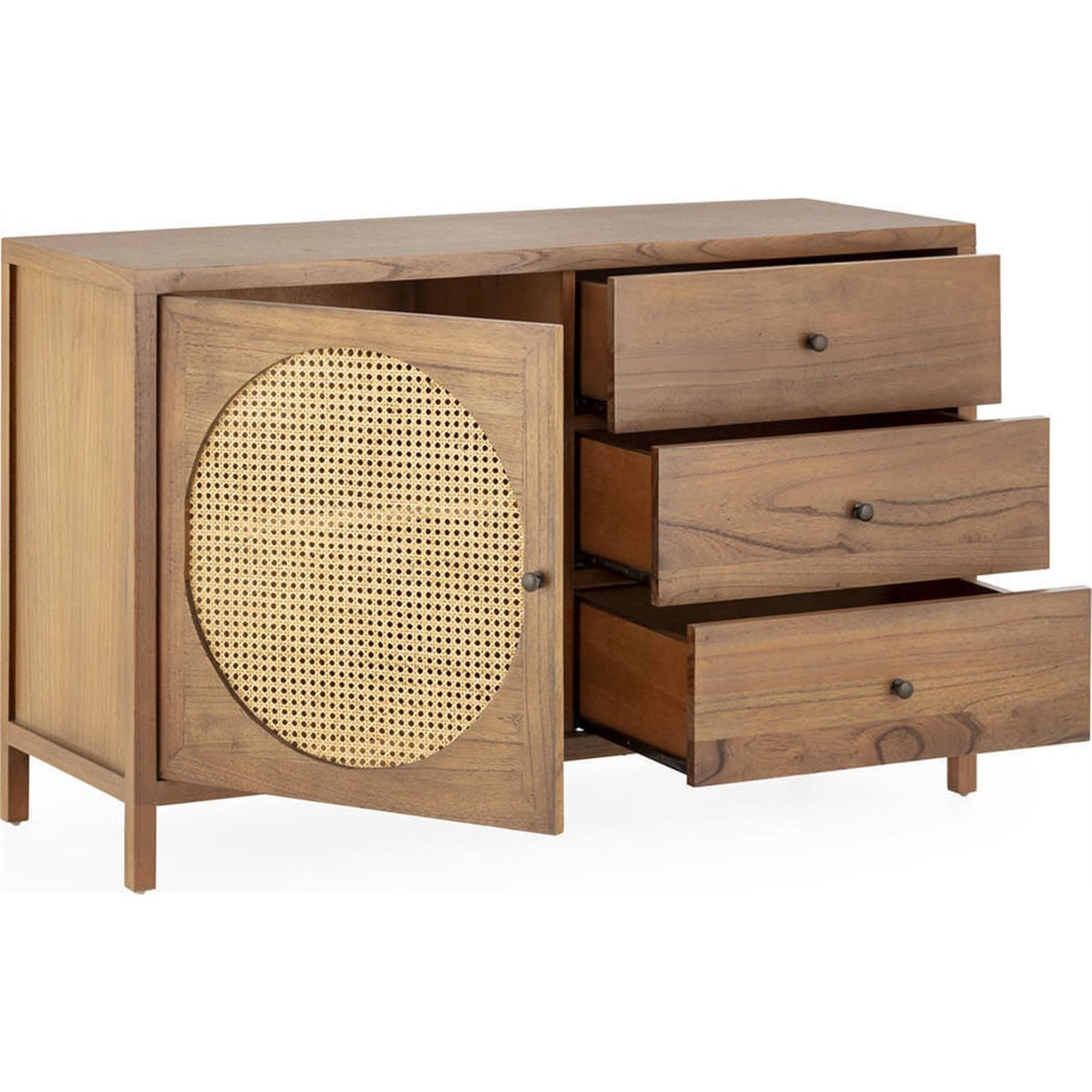 Buffet en bois de cèdre et rotin tressé brun miel et naturel, RECOLLECTION