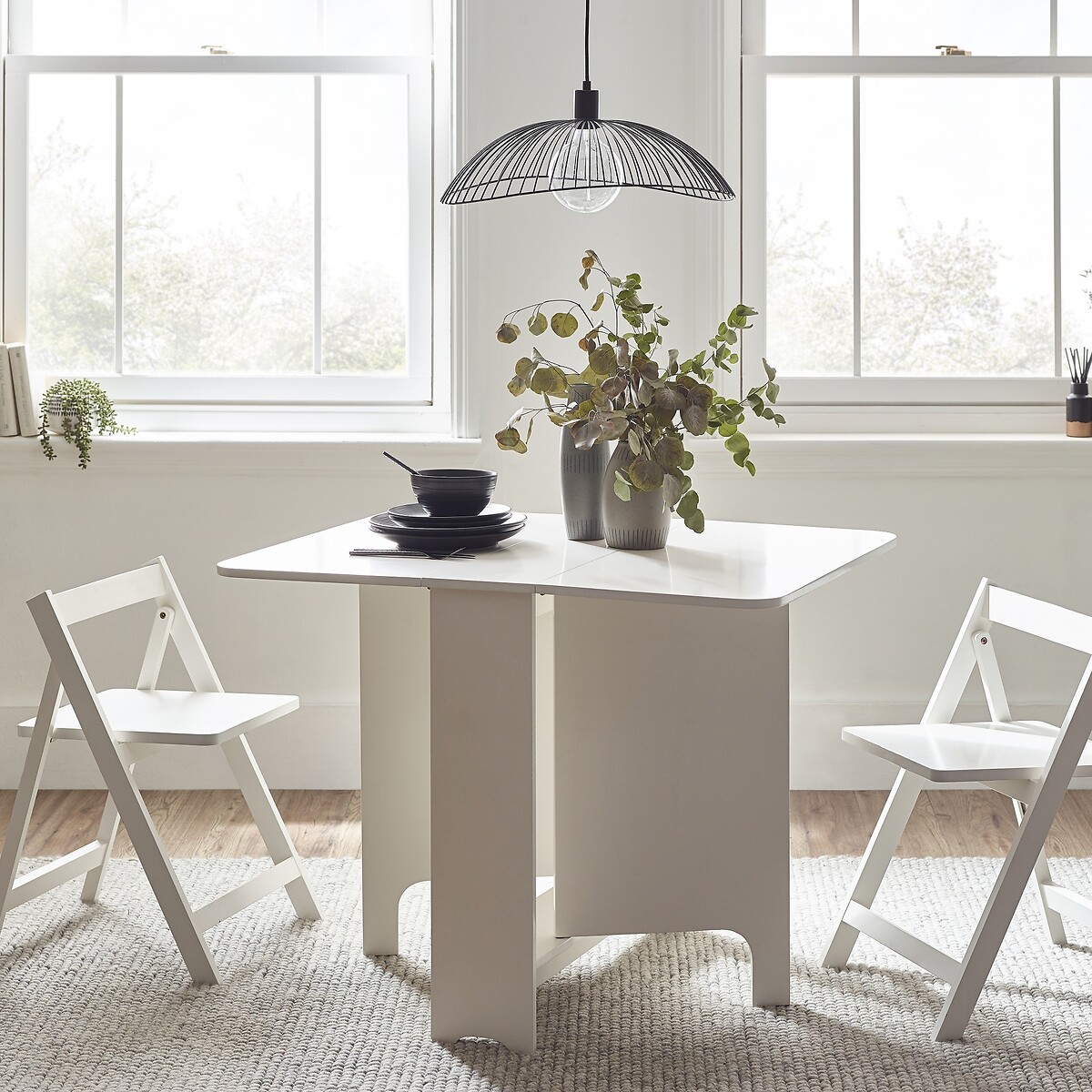 Gideon Gateleg Dining Table and Chairs Set (Seats 2) white, SO'HOME