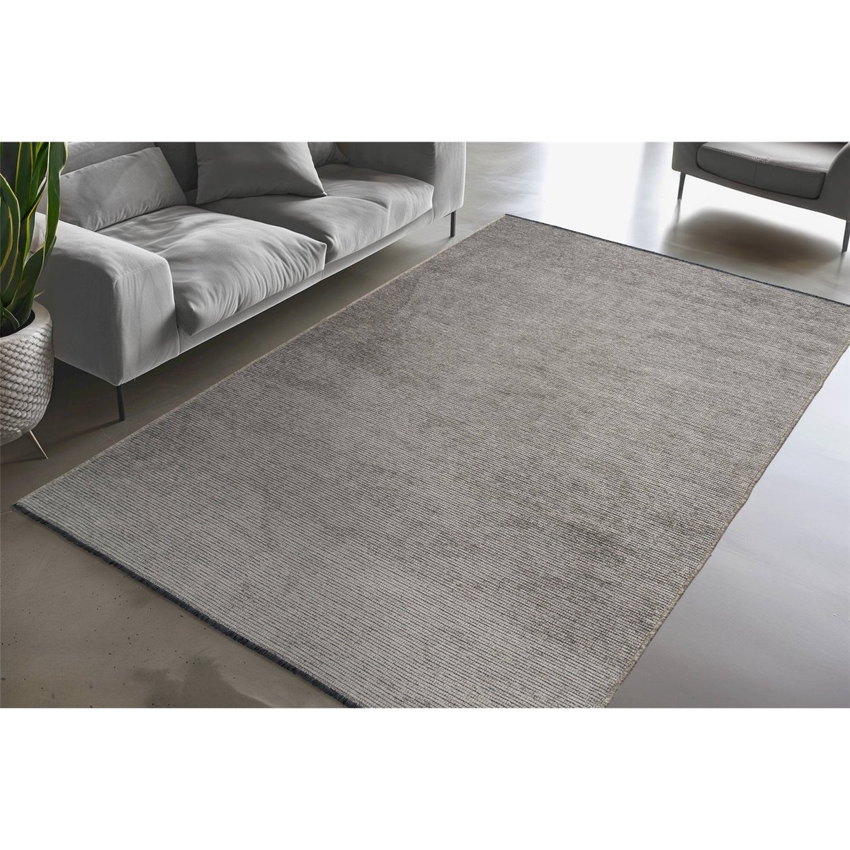 Tapis rectangulaire à poils courts style zen argent clair beige chiné, ARTE ESPINA