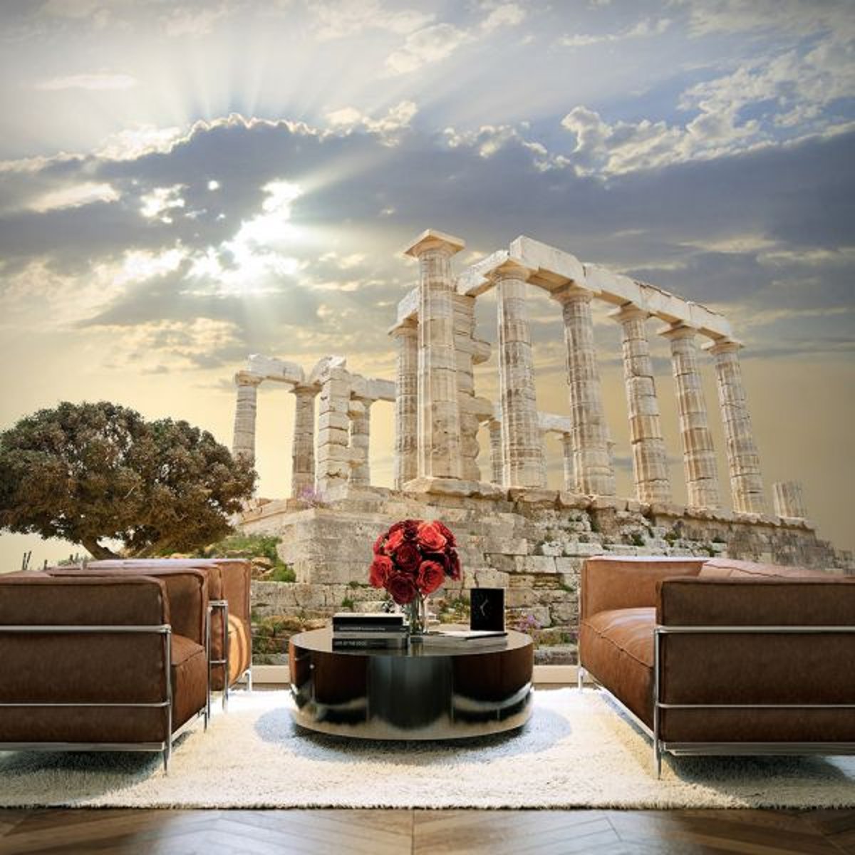 Papier peint intissé panoramique Paysage L'Acropole, Grèce multicouleur, EDEN
