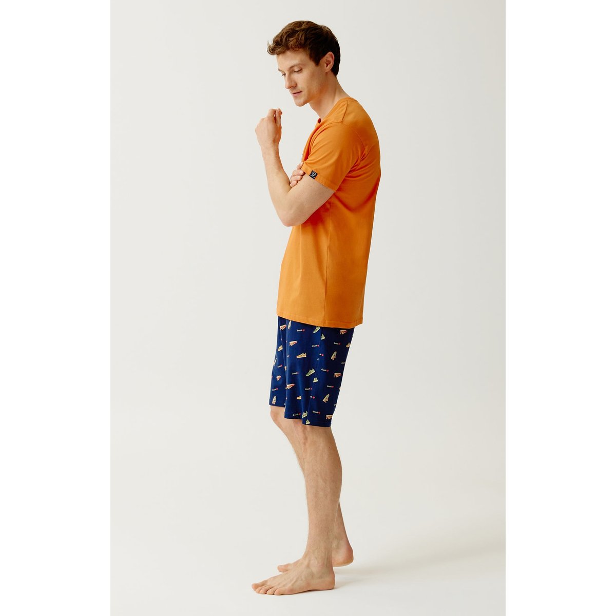 Pyjashort en coton imprimé Baskets marine, ARTHUR