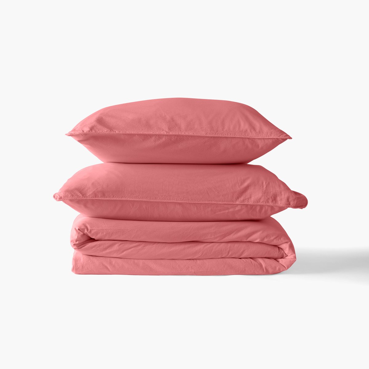 Drap housse en pur coton lavé biologique SOUFFLE pétale, CARRE BLANC