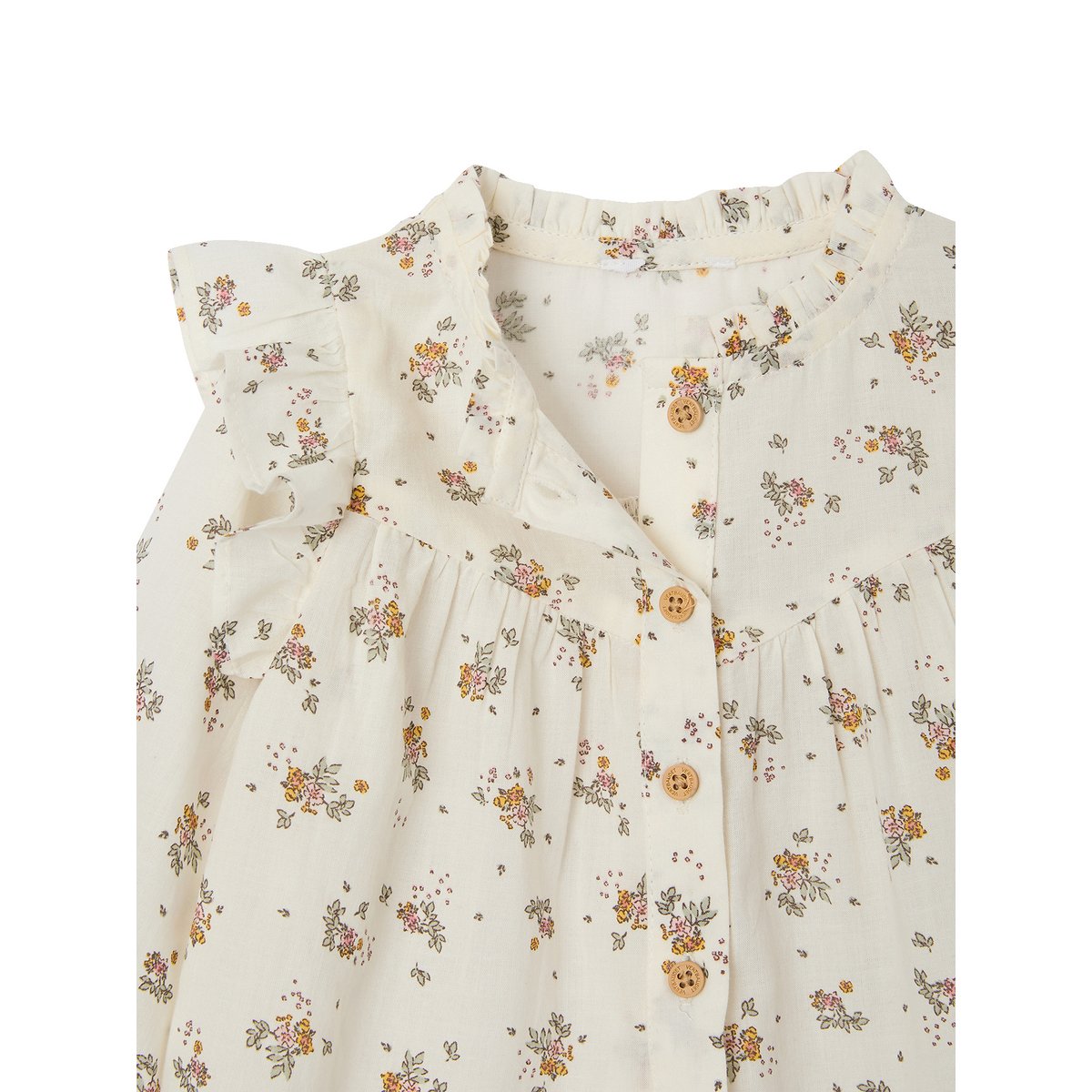 Blouse à volants bébé vanille, VERTBAUDET