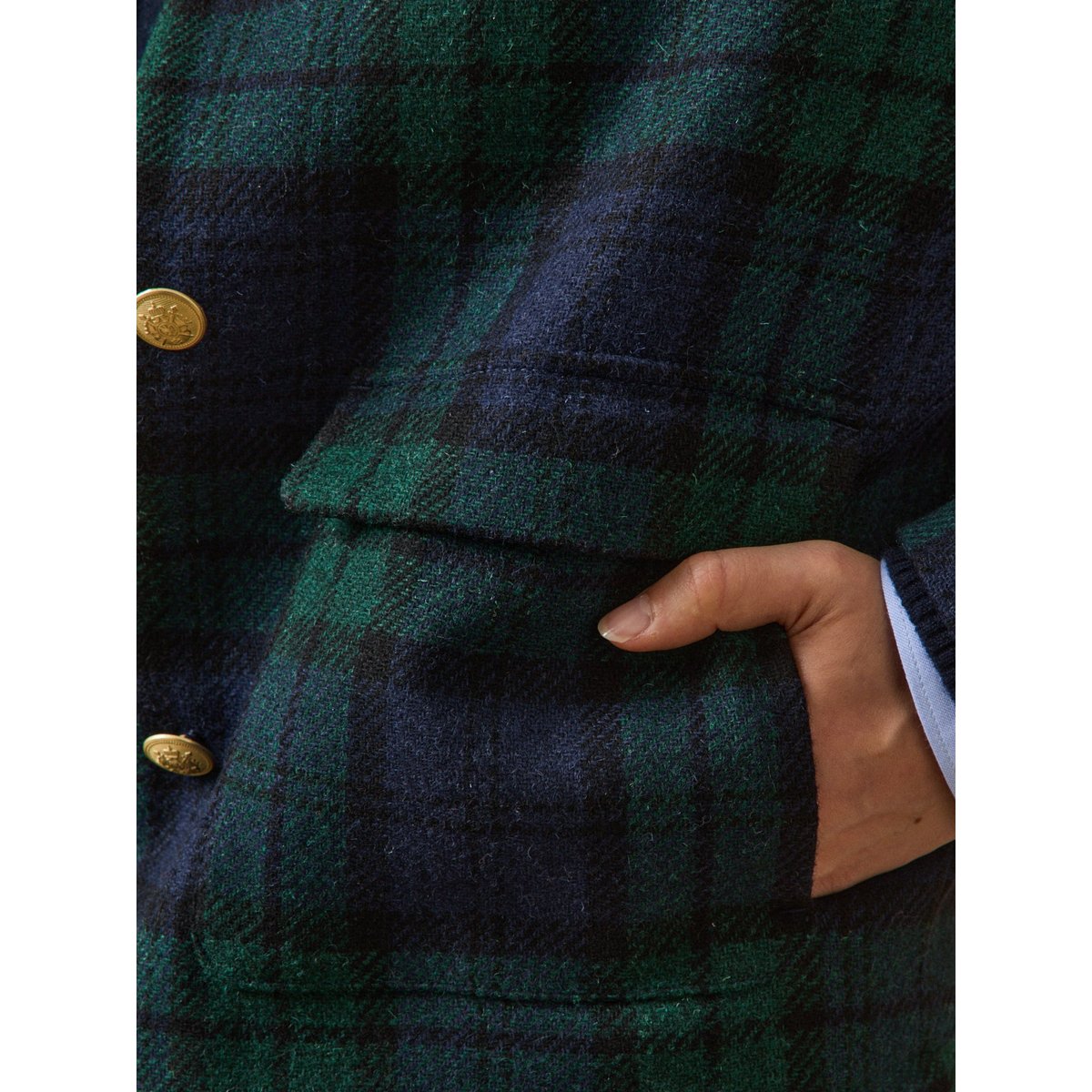 Veste tartan en laine carreaux vert/marine, CYRILLUS