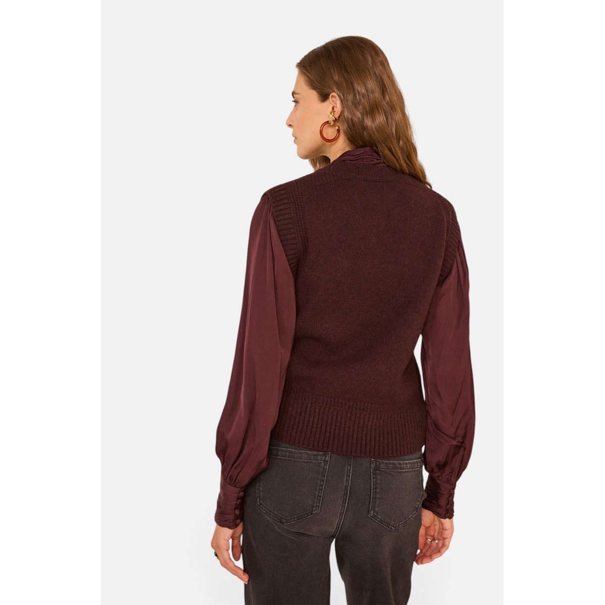 Pull sans manches en laine ANOUK aubergine, Maison 123