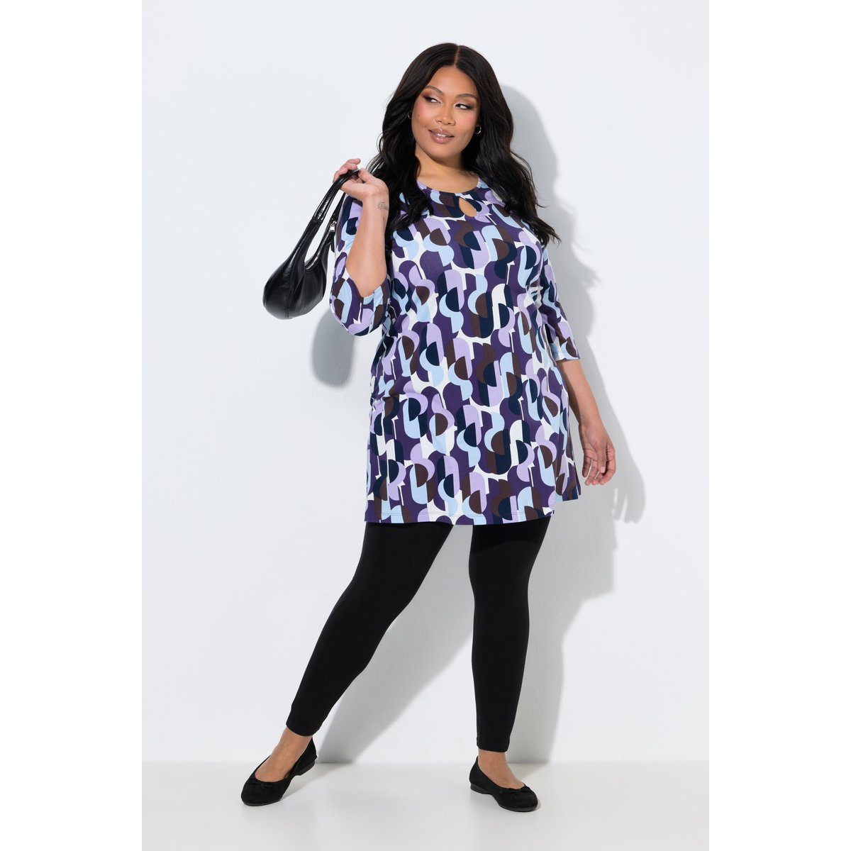 T-shirt long prune foncé, ULLA POPKEN