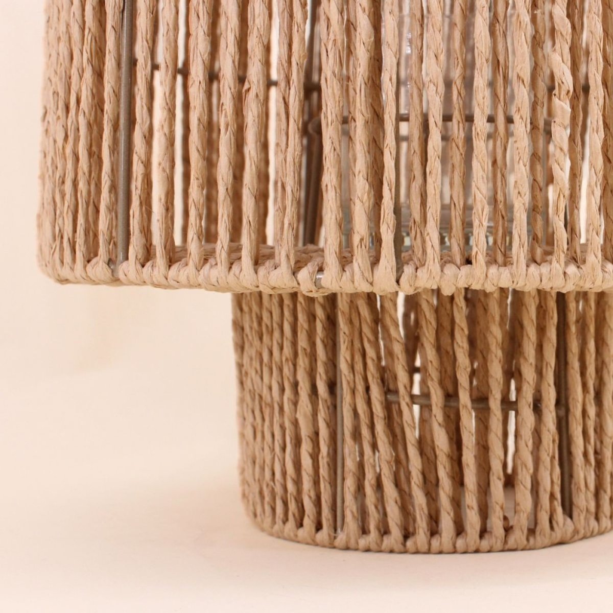 Lanterne ronde en corde 38x30cm beige, ORNAMI