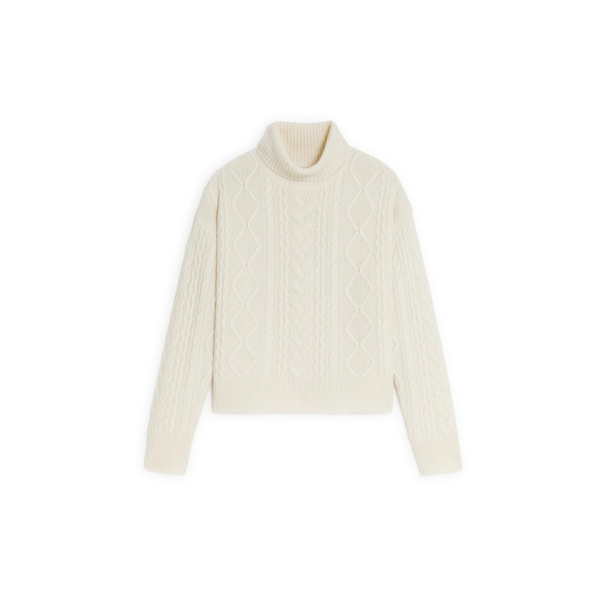 Pull col roulé torsadé en cachemire blanc, RODIER