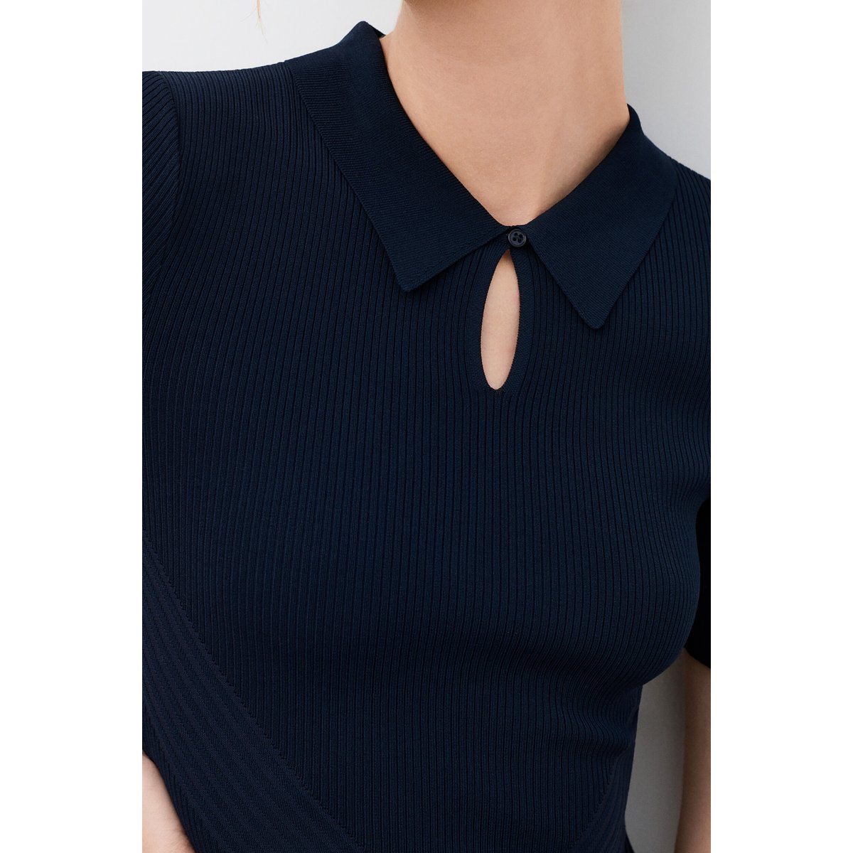 Robe courte cintrée col chemise RGINNIE bleu marine, CAROLL