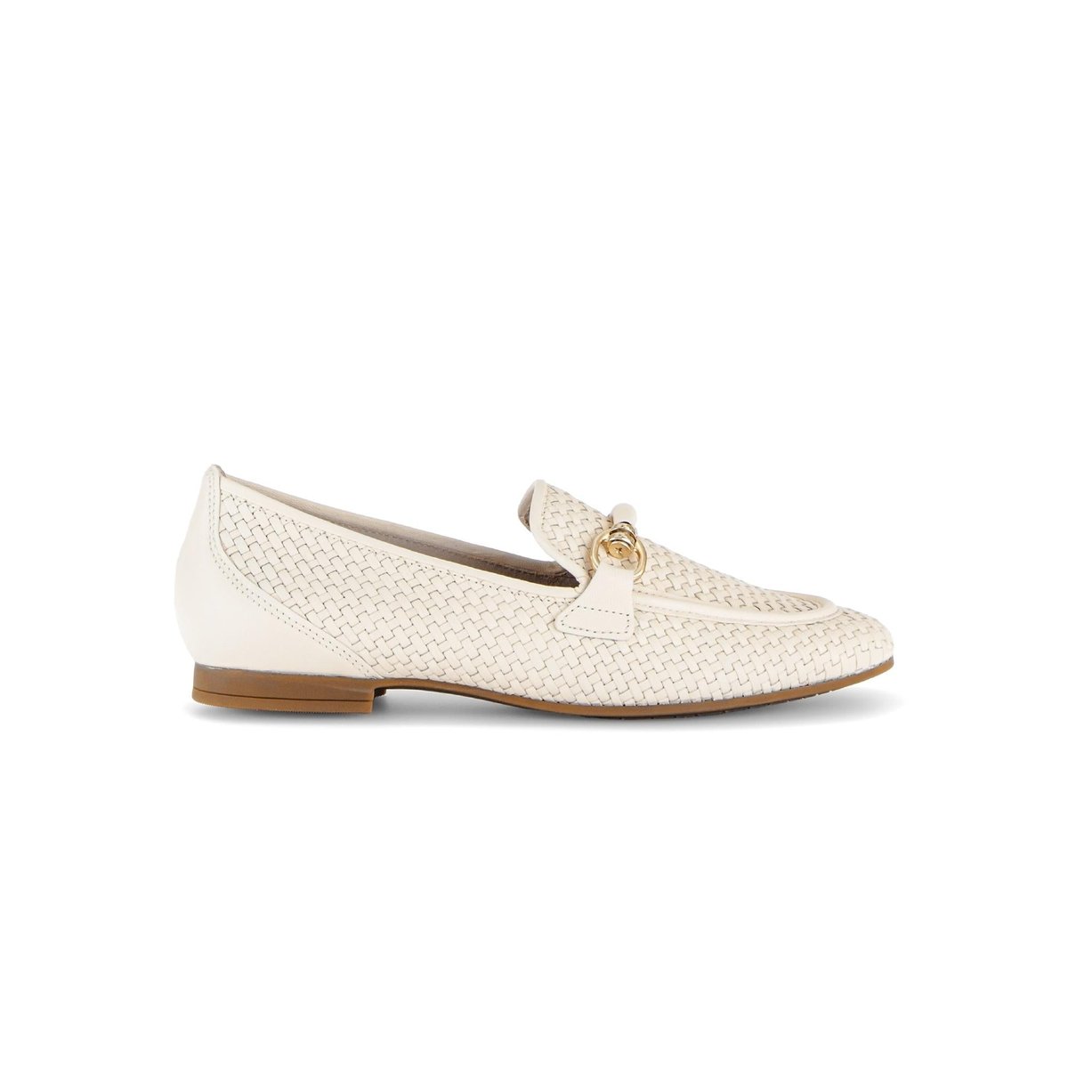 Mocassins en cuir à talon décroché crème, GABOR