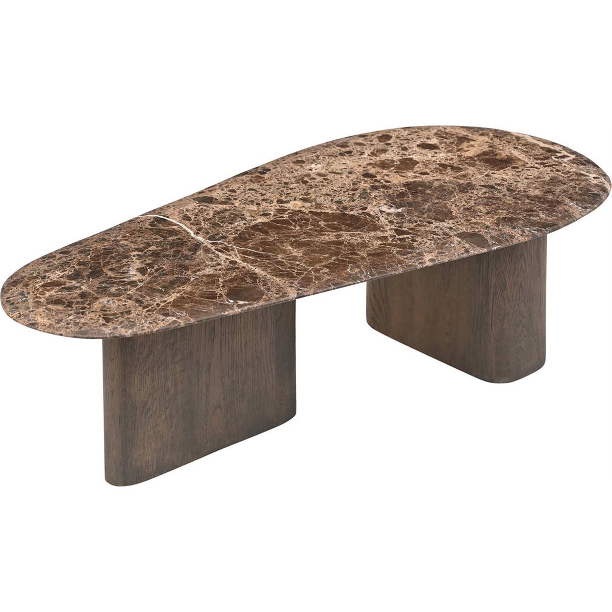 Table basse double chêne et marbre CASTELLO chêne fumé charbon et marbre emperador, RECOLLECTION