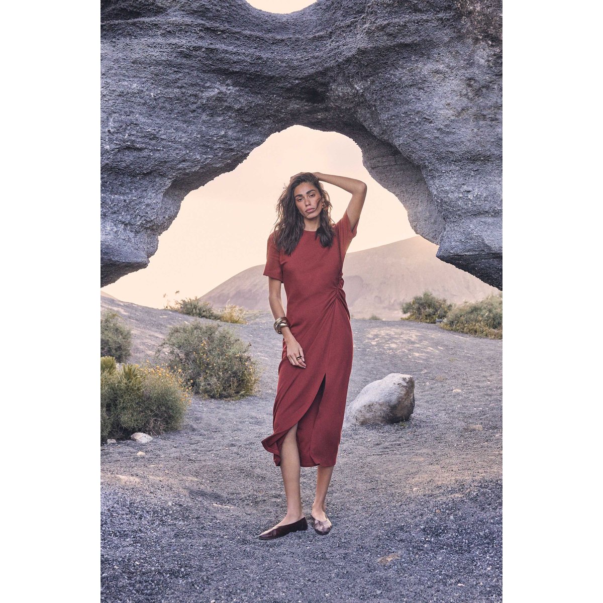 Robe slim en coton mélangé BRISBANE brique, Maison 123