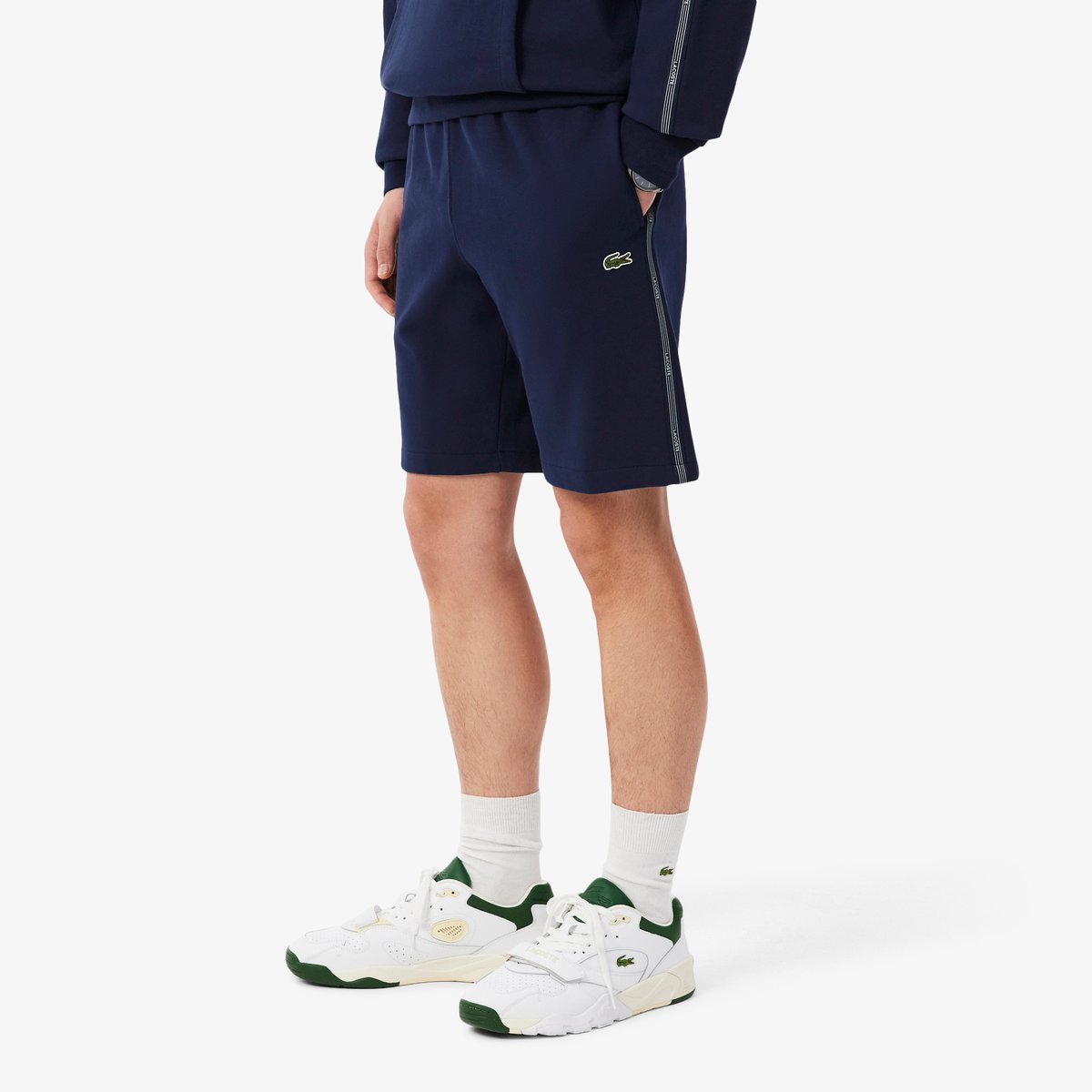 Short regular fit molleton bandes siglées bleu-166, LACOSTE