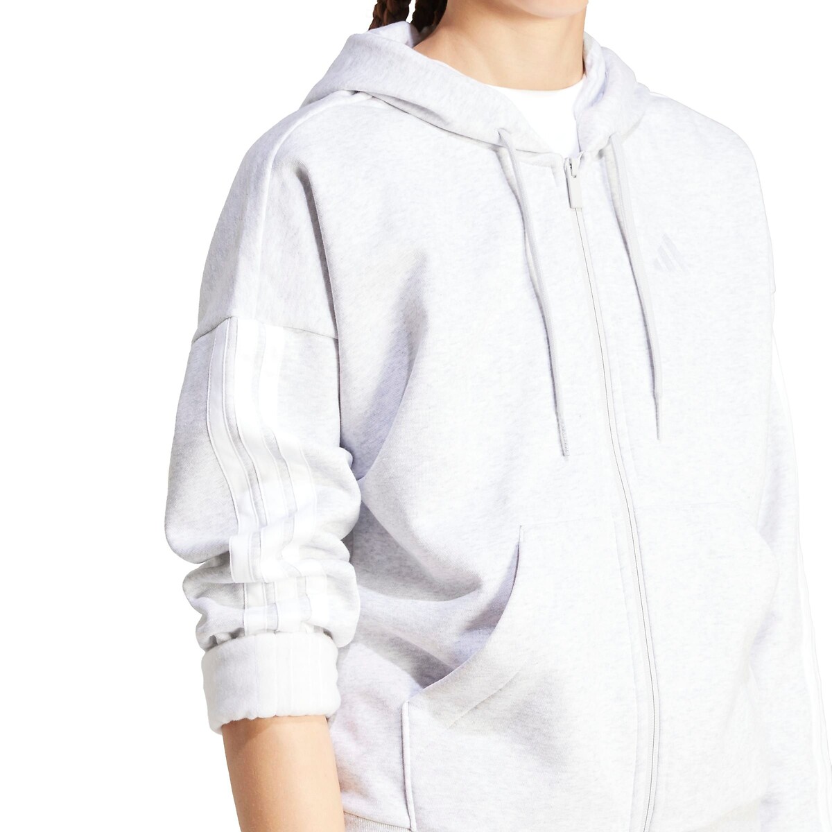 Sweat zippé, à capuche, ESSENTIALS LINEAR gris clair, ADIDAS SPORTSWEAR
