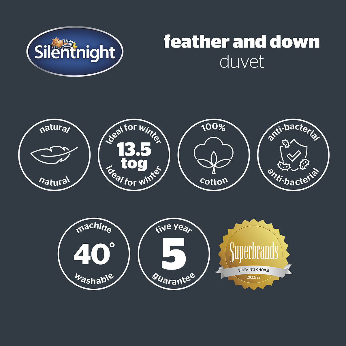 Duck Feather And Down 13.5 Tog Anti Allergy Duvet white, SILENTNIGHT