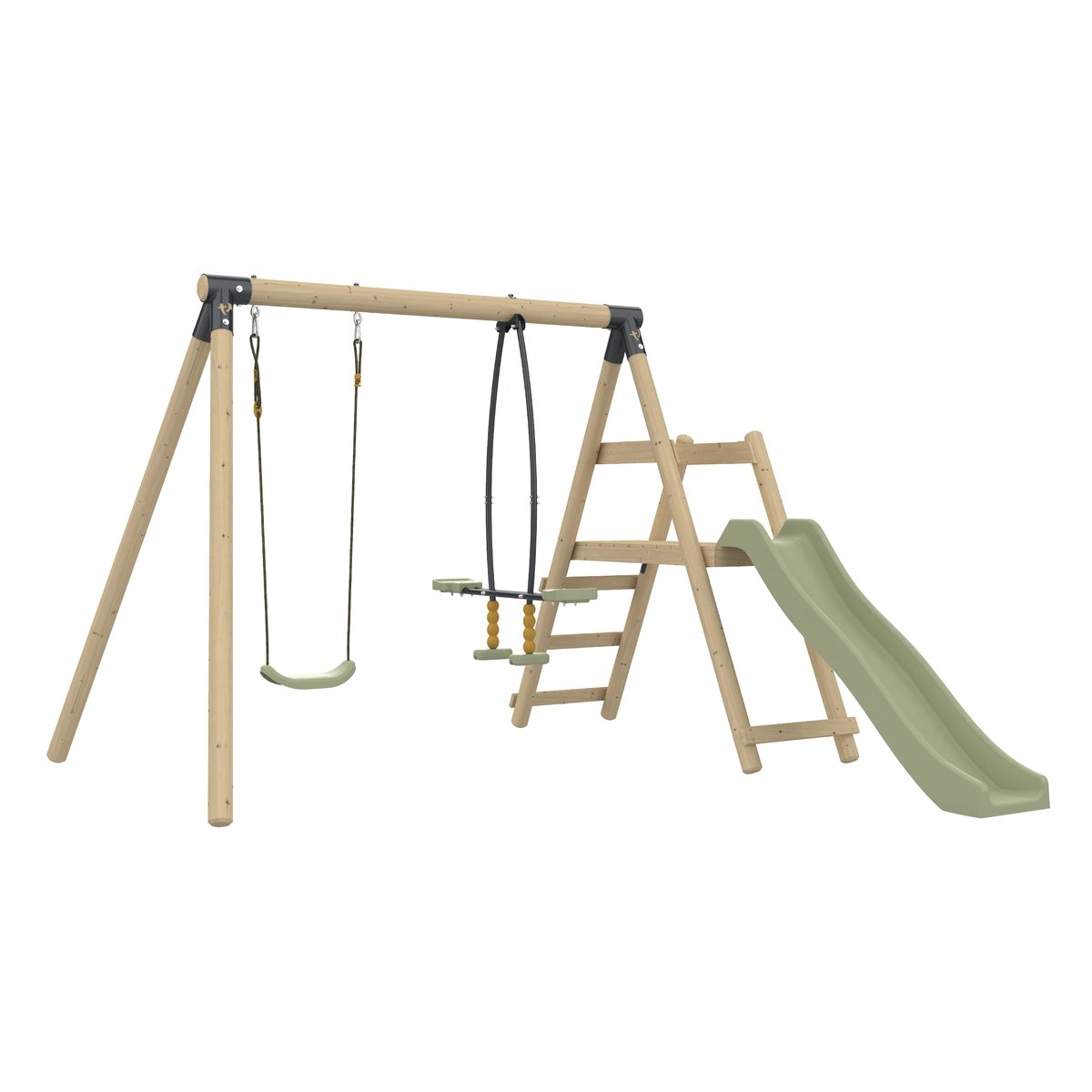 Station balançoire et vis-à-vis ARBOUSIER marron - gris anthracite - vert kaki - moutarde, TP TOYS