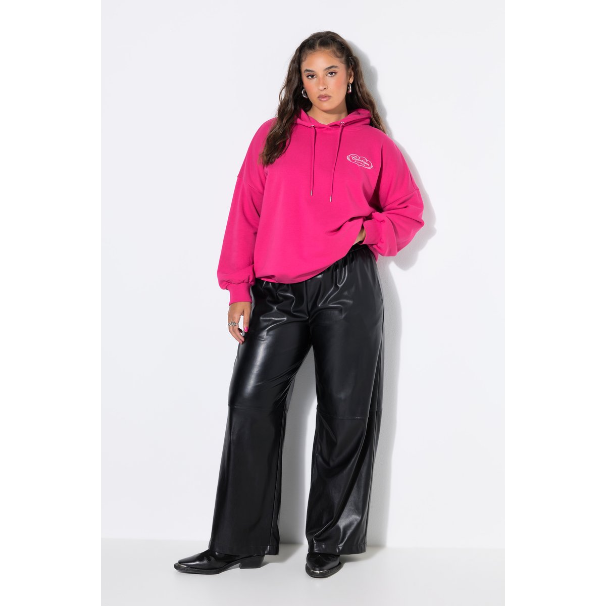 Pantalon en cuir synthétique, coupe large noir, STUDIO UNTOLD