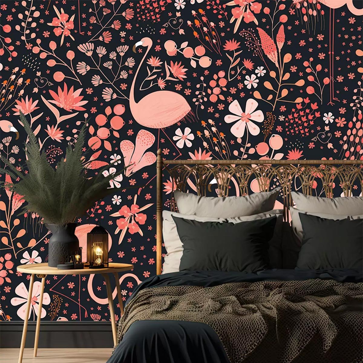 Papier peint enfant pinky le flamant rose intissé, HEXOA