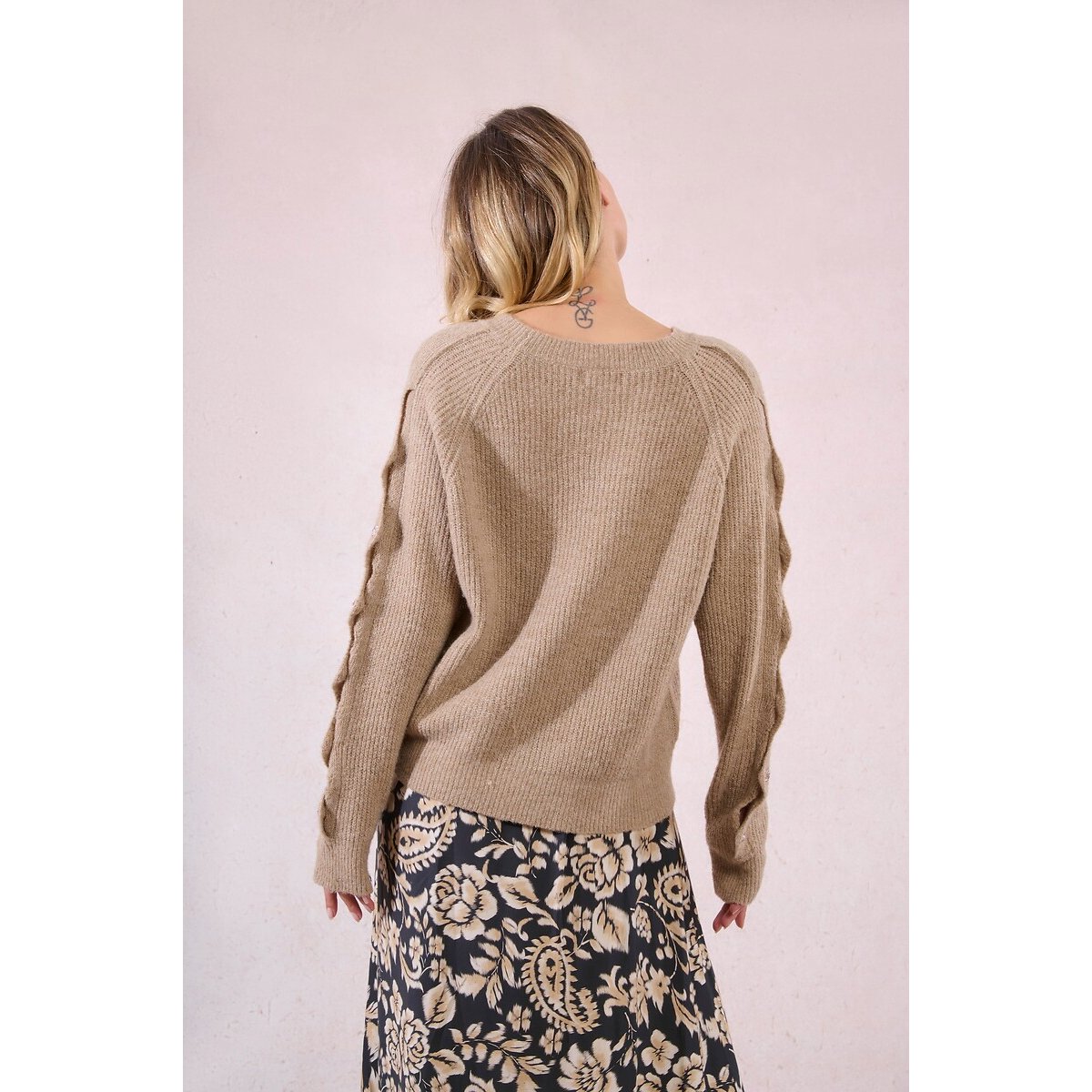 Jumper with Buttoned Sleeves beige, MOLLY BRACKEN