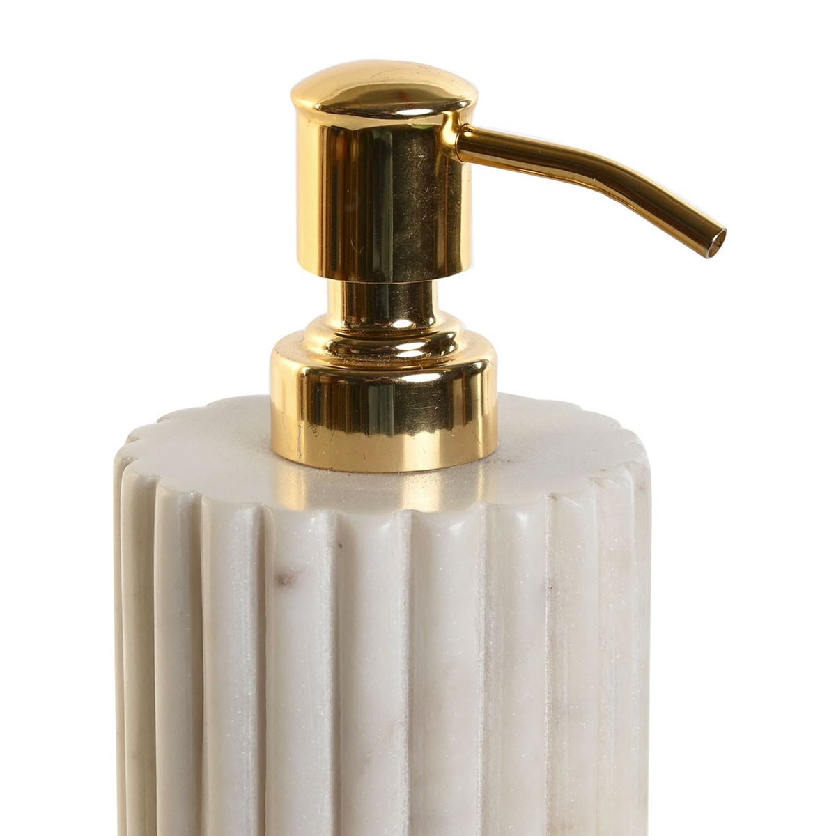 Distributeur de savon en marbre blanc et métal doré 8x8x20cm blanc, WADIGA
