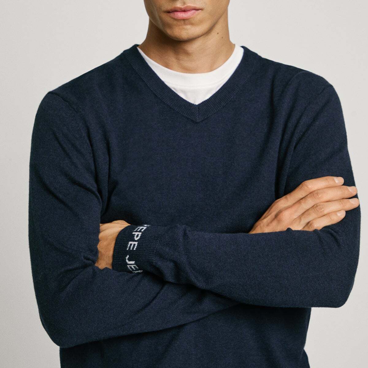 Pull Col V Coupe Regular bleu dulwich, PEPE JEANS