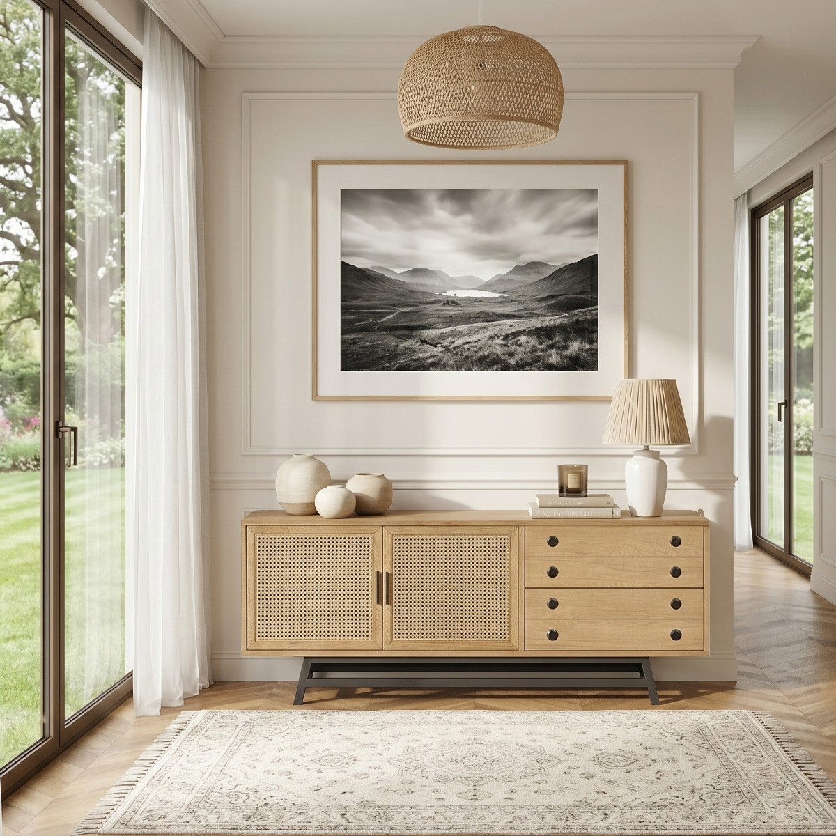 Buffet style scandinave en chêne 2 portes et 2 tiroirs LALALA beige, ROBIN DES BOIS