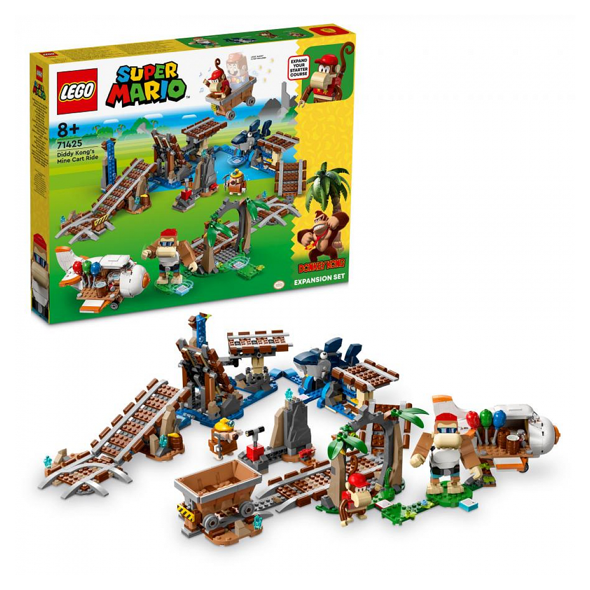 71425 Ensemble d extension course de chariot de mine de diddy kong Super Mario couleur unique, LEGO