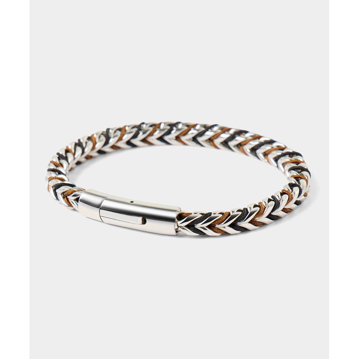 Bracelet Homme en Acier Inoxydable Tressé argent, JOE BROWNS