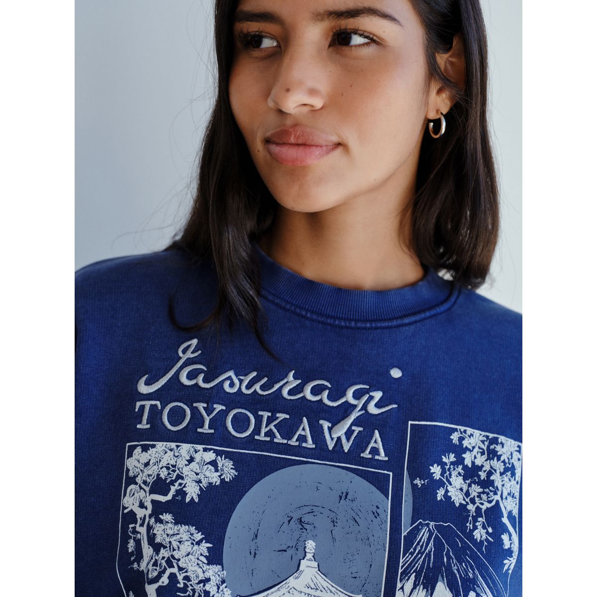 Sweat à motif délavé et manches courtes bleu indigo, NEXT
