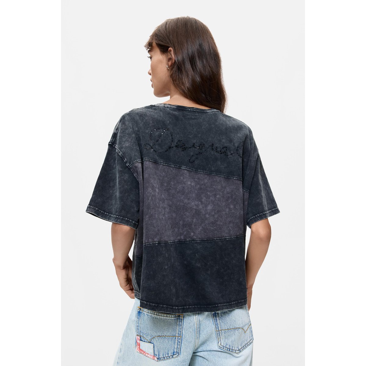 T-shirt à paillettes Disney™ 100 % coton noir, DESIGUAL