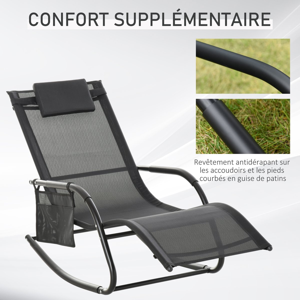 Fauteuil à bascule Métal Noir noir, OUTSUNNY