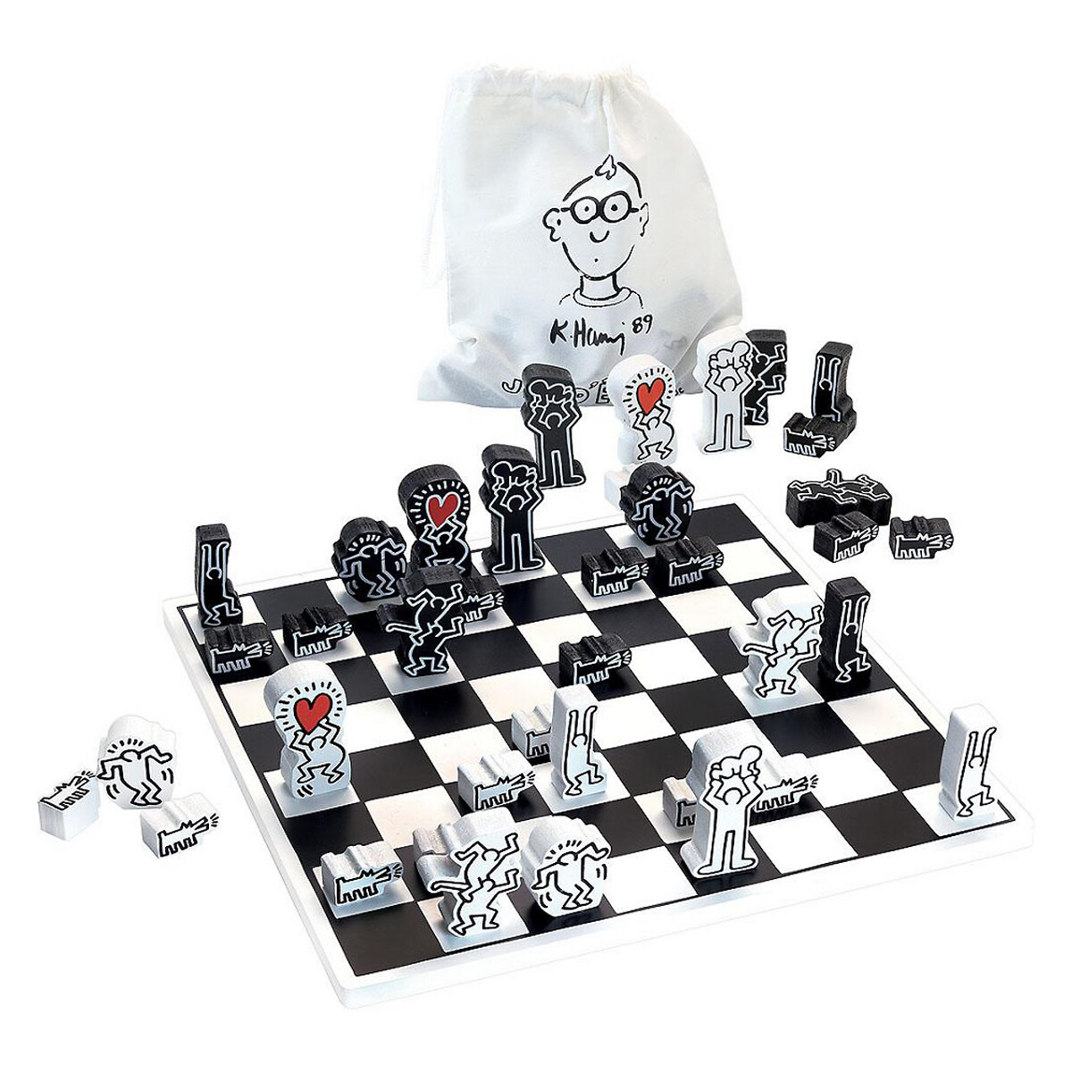 Jeu d'échecs Keith Haring noir/blanc, VILAC